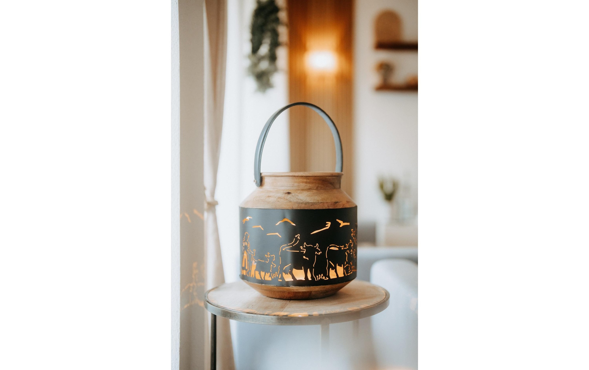 Kadastar Kerzenlaterne »Alpaufzug Familie« Laterne Scherenschnitt