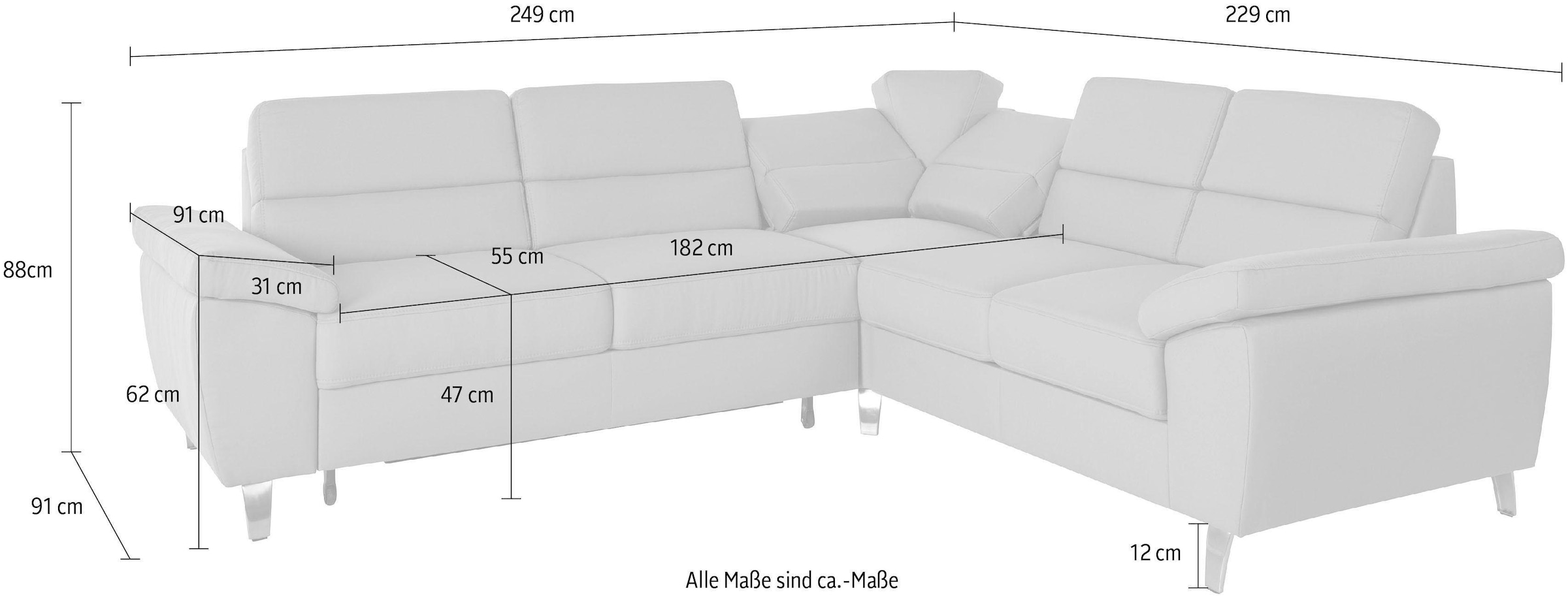 sit&more Ecksofa »Sorano L-Form«, wahlweise mit Bett- und Relaxfunktion, inkl. Bettkasten