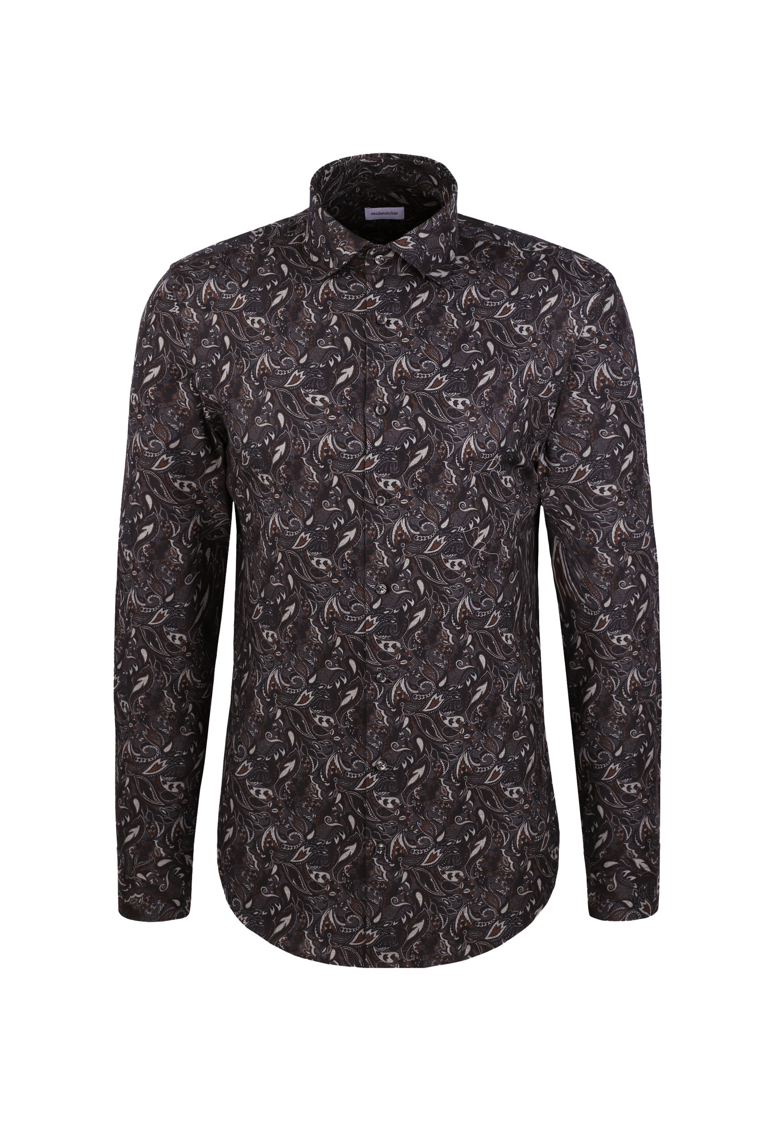 seidensticker Flanellhemd »Schwarze Rose« Slim 1/1 Kentkragen Geblümt