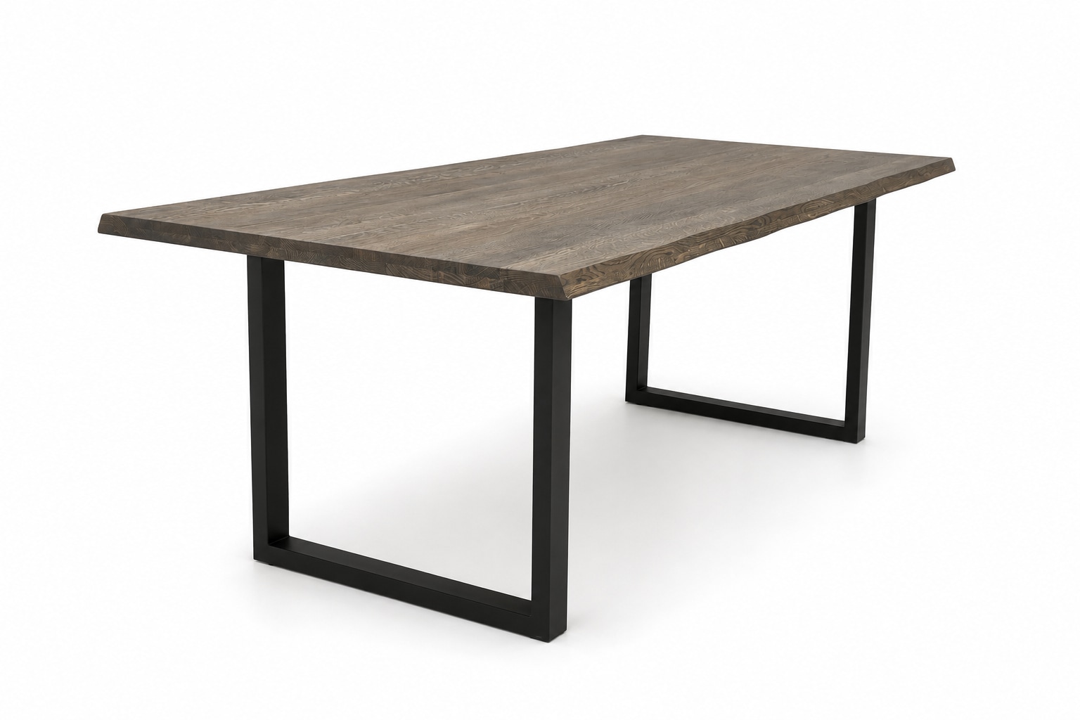 GOODproduct Esstisch »»AARHAUS« Speisetisch, Küchentisch, Wohntisch, Esszimmertisch« Wildeiche geölt Natur/Smoke, Baumkante, U-Gestell schwarz Metall