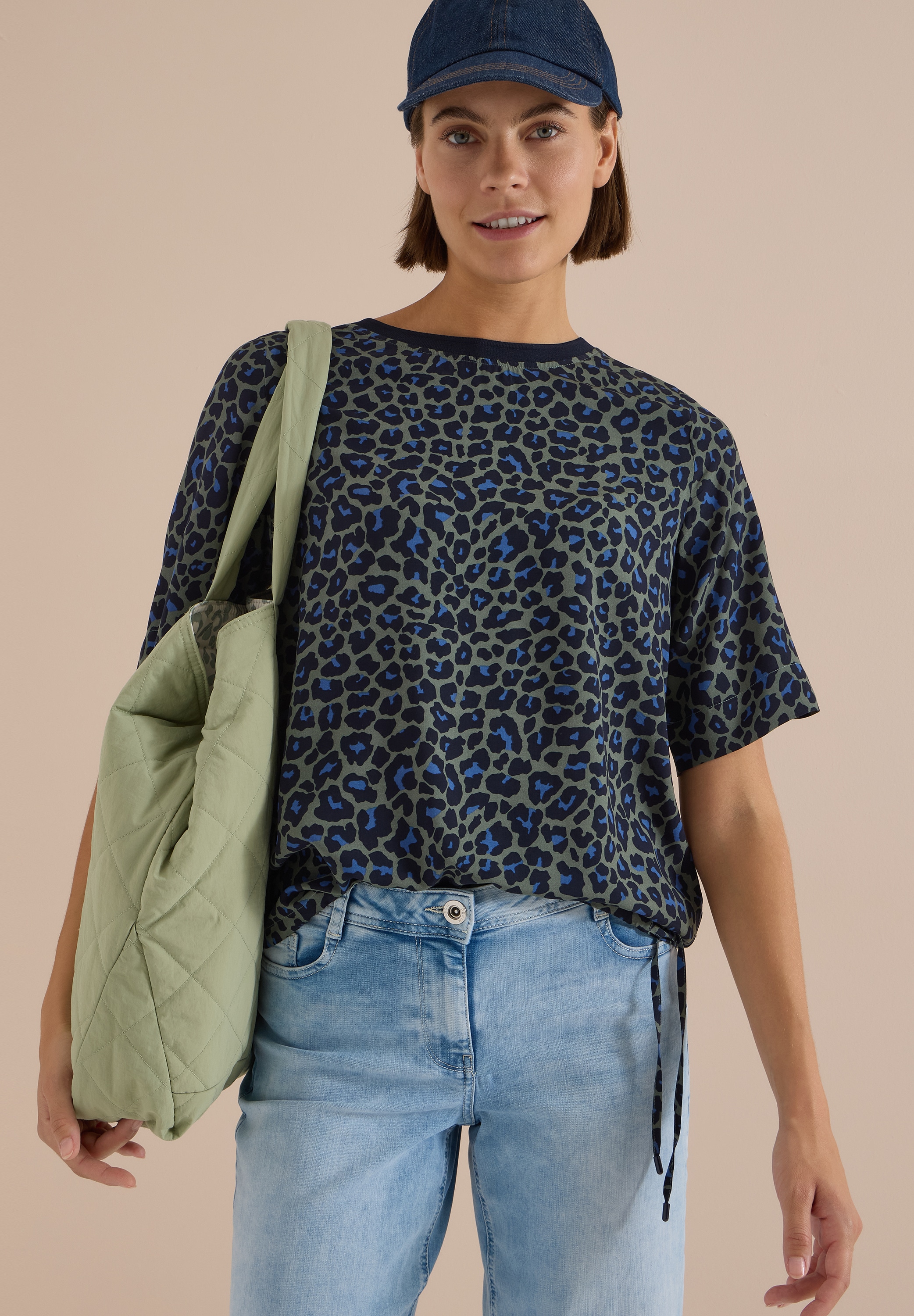 Cecil Chemisier à chemise avec imprimé animal, col rond, viscose