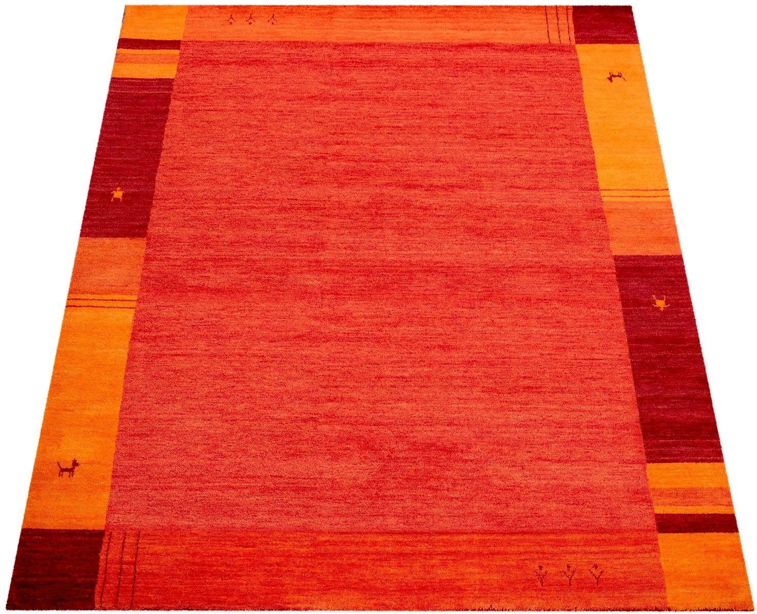 Image of Paco Home Wollteppich "Gabbeh 306" rechteckig 14 mm Höhe Kurzflor, handgewebt, reine Wolle, Gabbeh-Stil, mit Bordüre