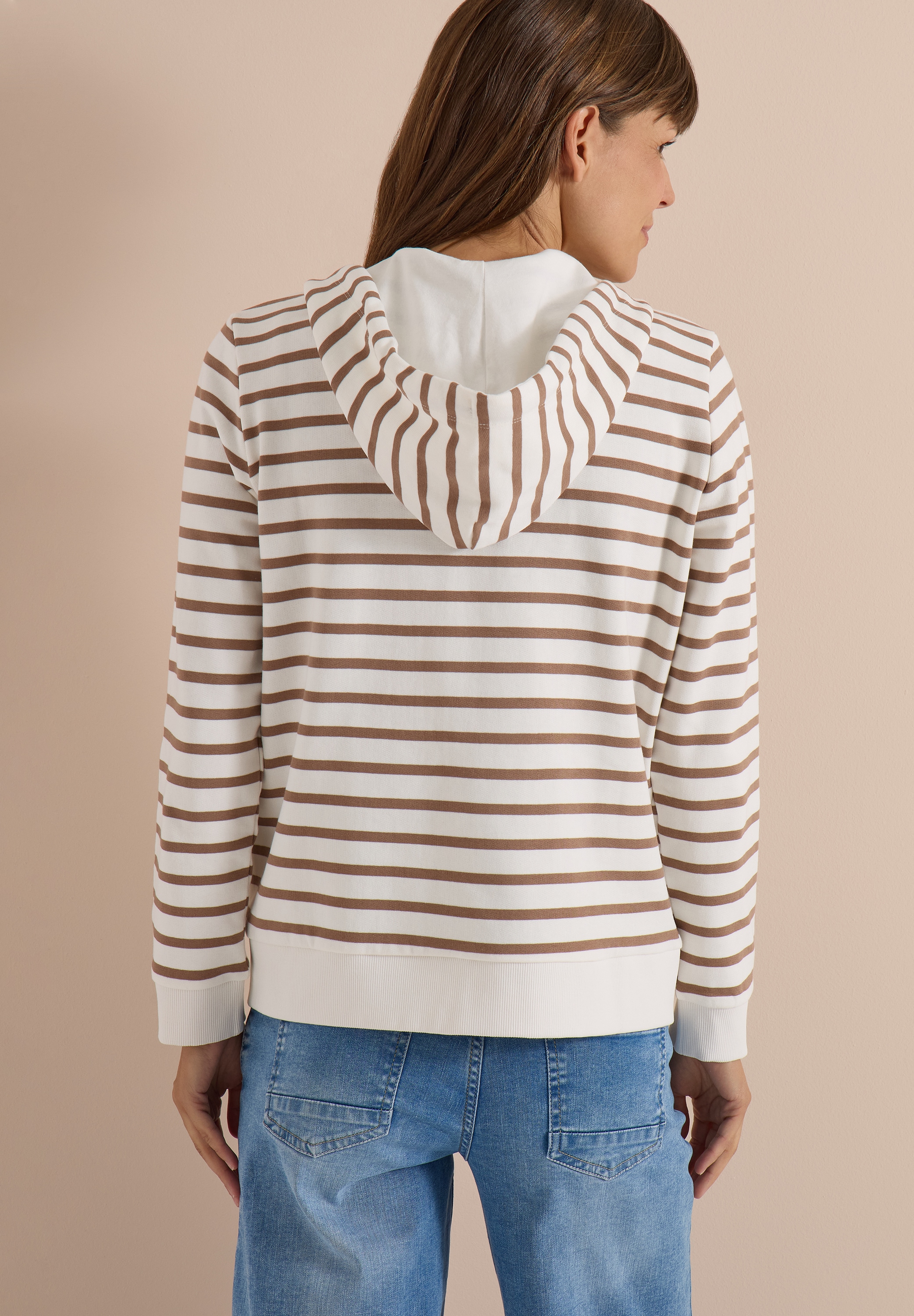 Cecil Sweat à capuche rayé, capuche avec double cordon de serrage, qualité coton