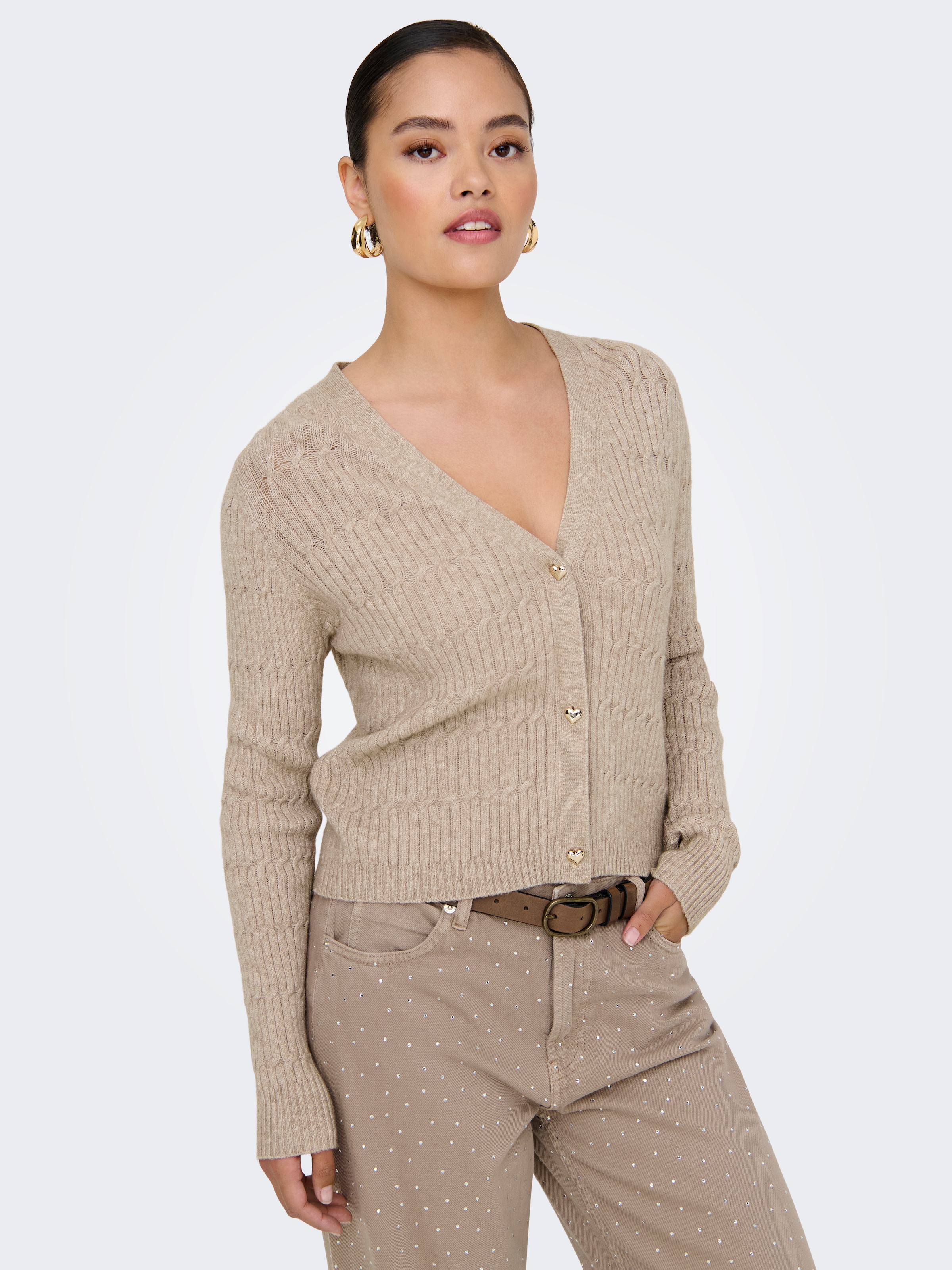 ONLY Strickjacke »ONLKATIA LS CABLE V-NECK CARDIGAN CC KNT«