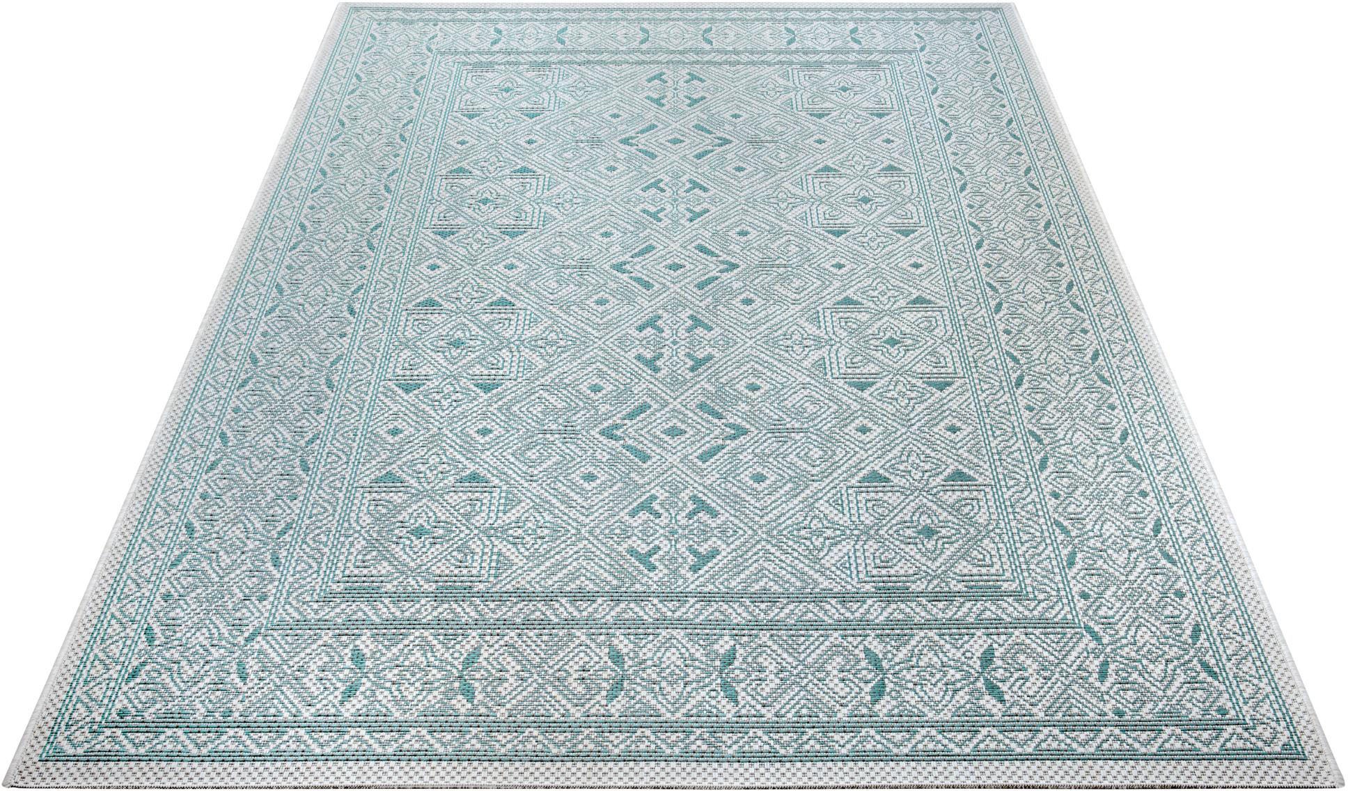 Image of NORTHRUGS Teppich »Cuadrado«, rechteckig, 4 mm Höhe, Flachgewebe In und Outdoor geeignet, Grafisches Design, gekettelt, Wohnzimmer, Balkon, Terrasse, Garten, Robust, Pflegeleicht bei Ackermann Versand Schweiz