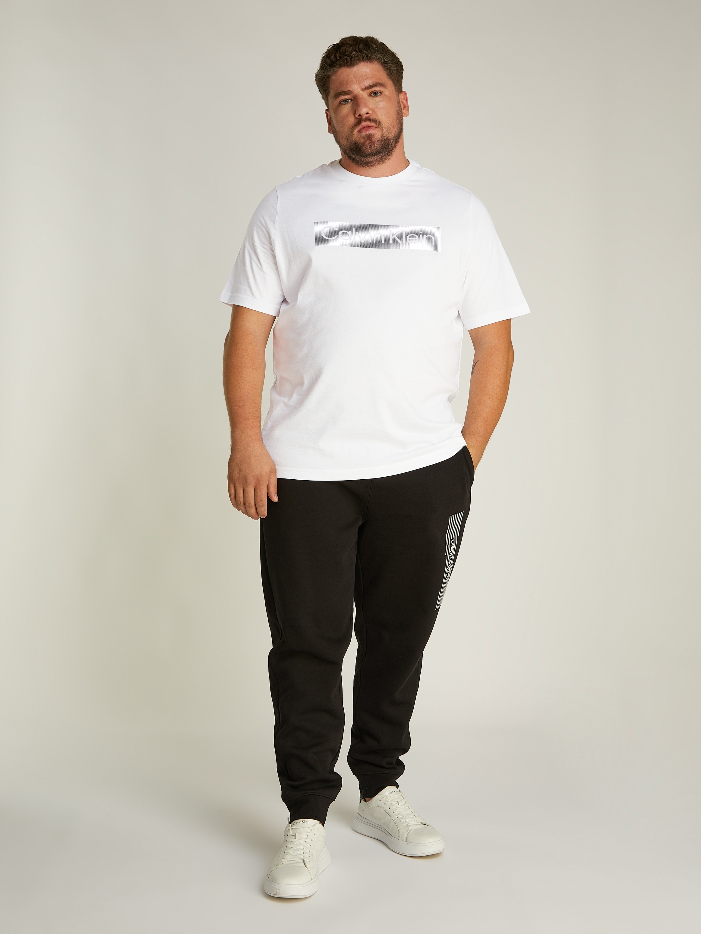 Calvin Klein Big&Tall T-Shirt »BT_BOX STRIPED LOGO T-SHIRT«, in Grossen Grössen mit Logoschriftzug