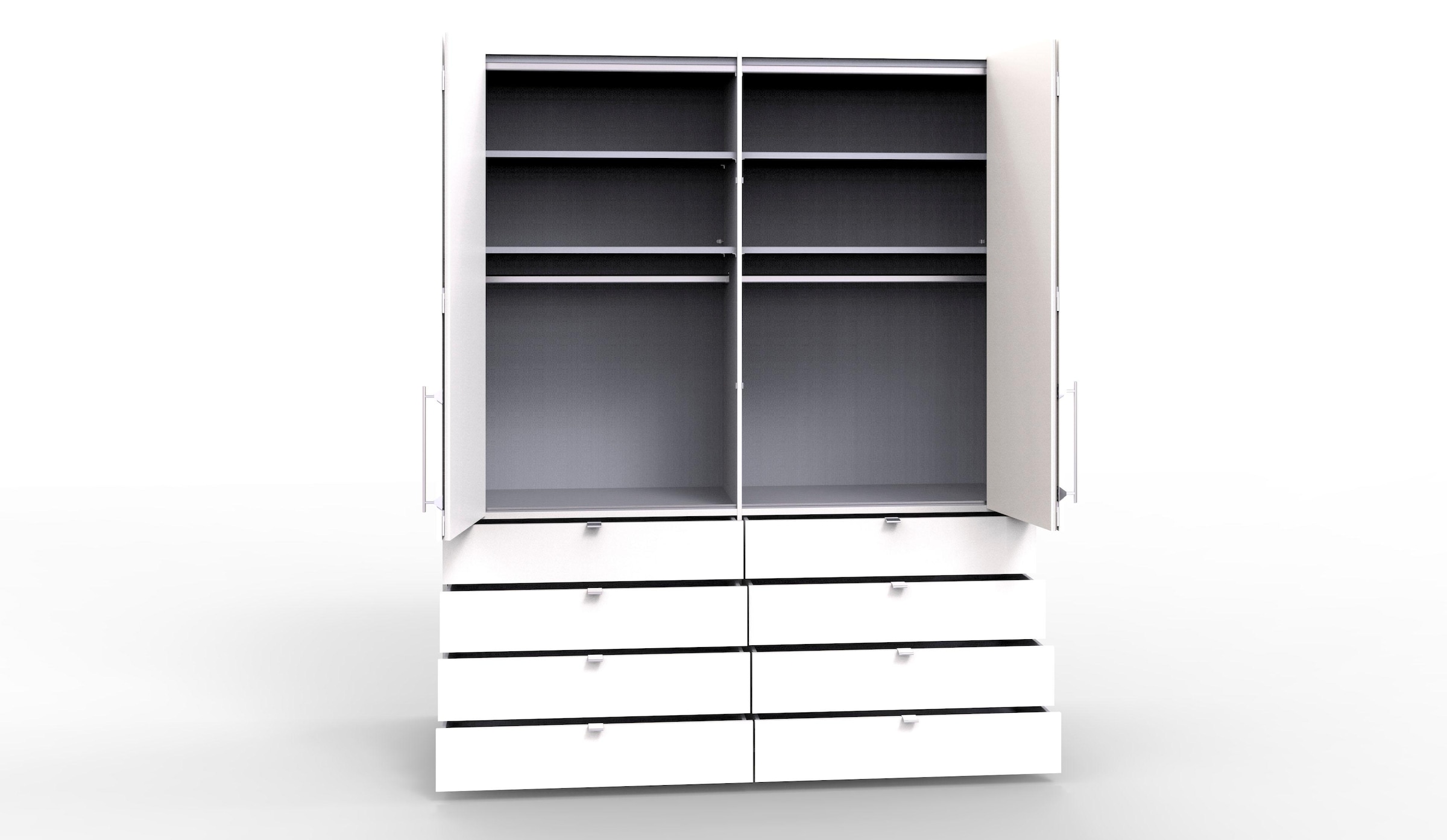 WIEMANN Falttürenschrank »Loft, Kleiderschrank, Schrank, Wäscheschrank, mit Glasfront«, (3 Breiten, 2 Höhen 216/236 cm auswählbar, MADE IN GERMANY), inkl. gepämpften Schubkästen und Türen, mit Panoramaöffnung