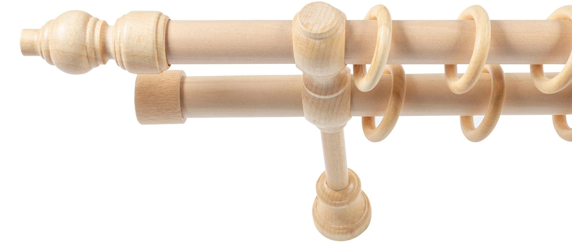 SN DECO GROUP Gardinenstange »Filigrano«, 2 läufig-läufig, Fixmass, 28 mm, Holz, verschiedene Längen und Farben, Komplettset