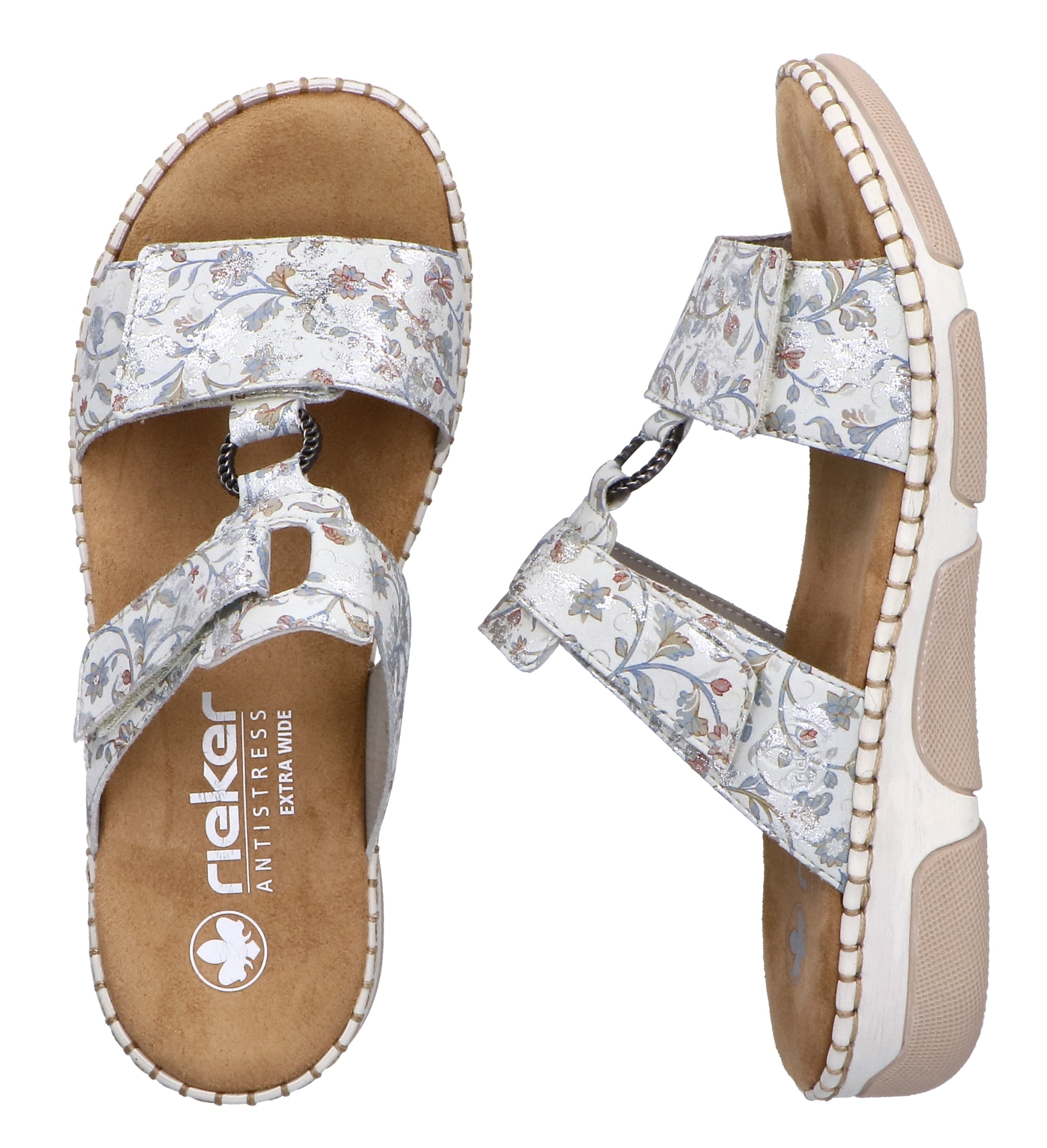 Rieker Pantolette  chaussure d'été, chaussure de vacances, chaussure de plage avec motif floral