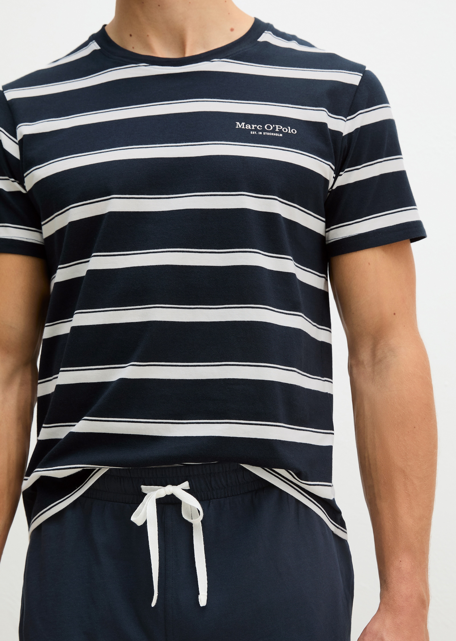 Marc O'Polo Shorty »Mix N Match Cotton« 2 pièces avec haut rayé, col rond et manches courtes