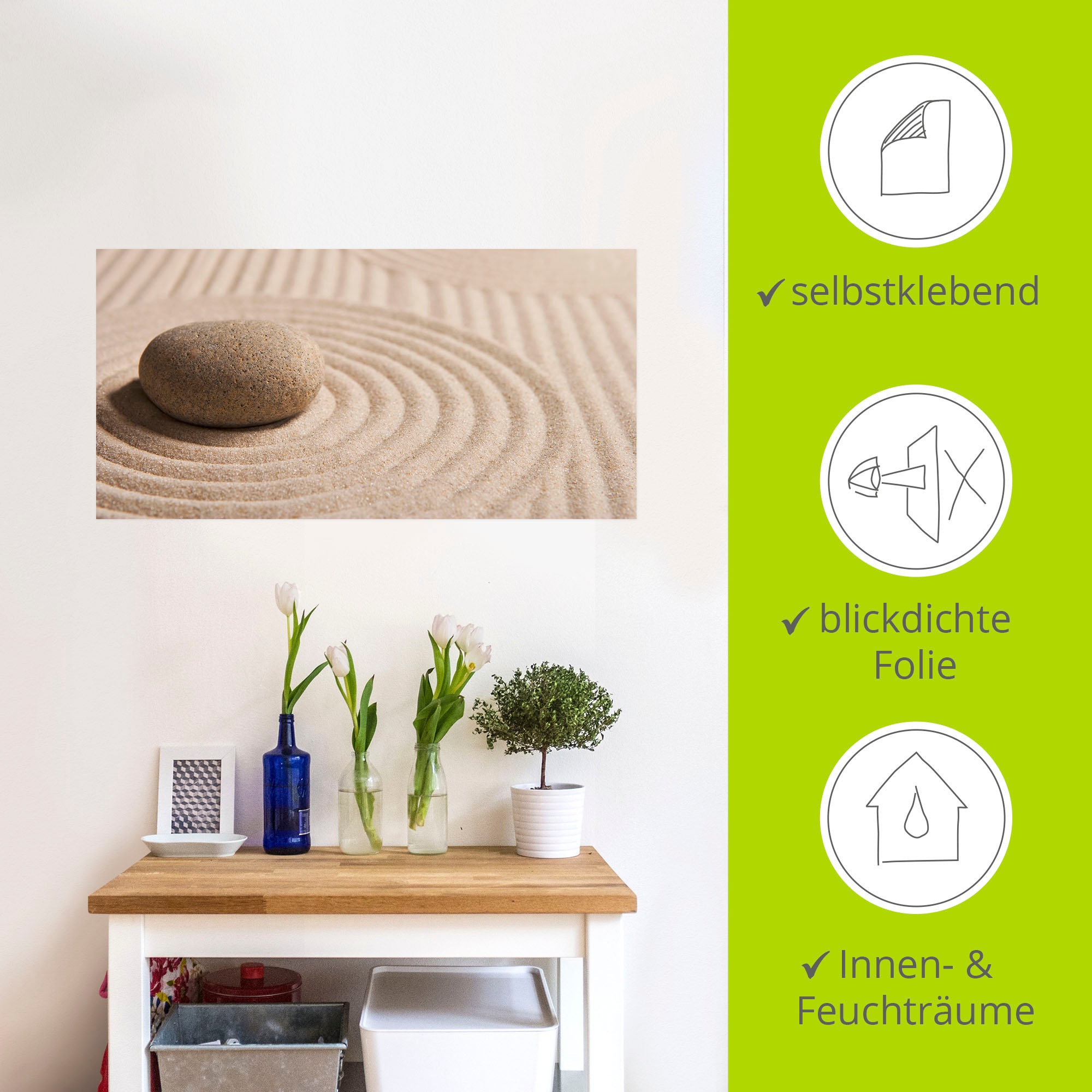 Artland Wandbild »Mini Zen Garten - Sand«, Zen, (1 St.), als Leinwandbild, Poster, Wandaufkleber in verschied. Grössen