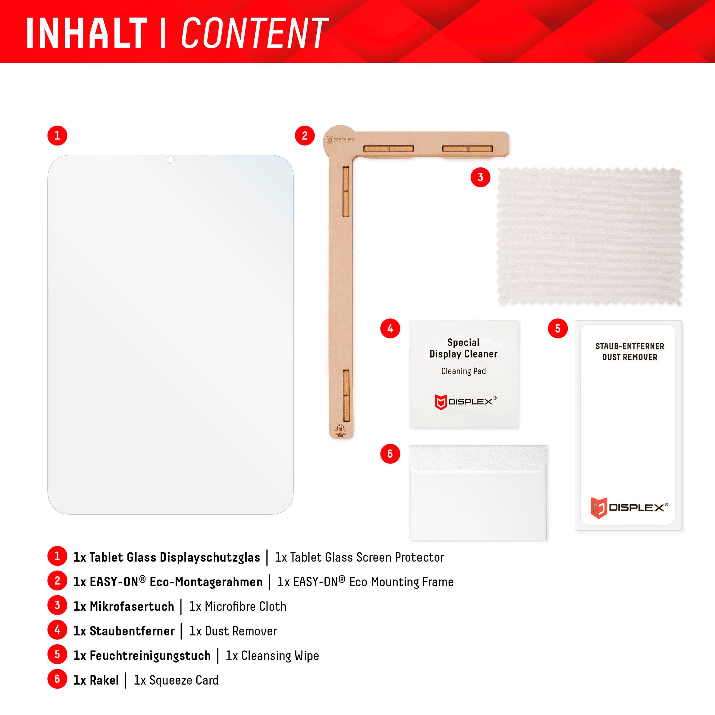 Displex Film de protection d'écran »Tablet Glass« für Samsung Galaxy Tab S7;Samsung Galaxy Tab S8;Samsung Galaxy Tab S9;Samsung Galaxy Tab S9 FE