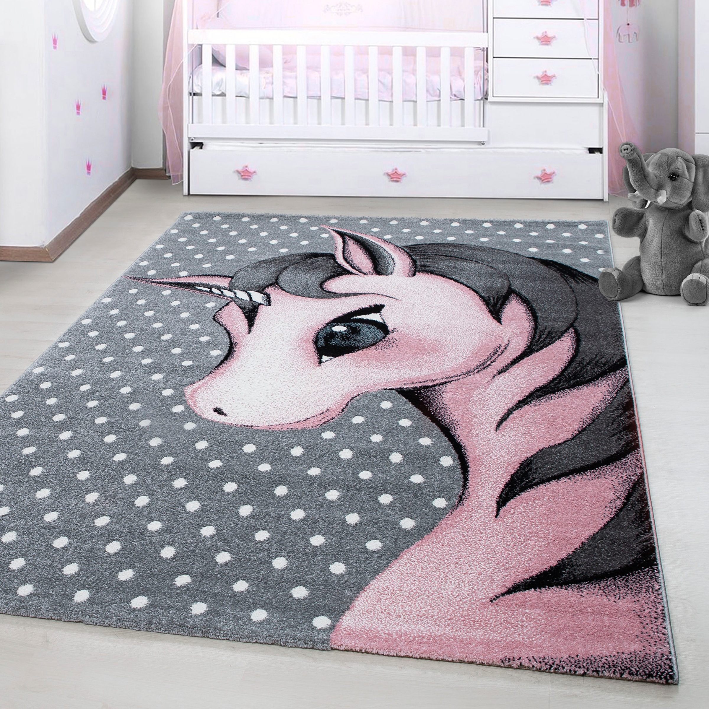 Image of Ayyildiz Teppiche Kinderteppich "Kids 590" rechteckig 12 mm Höhe auch in rund, Einhorn Motiv, Kurzflor