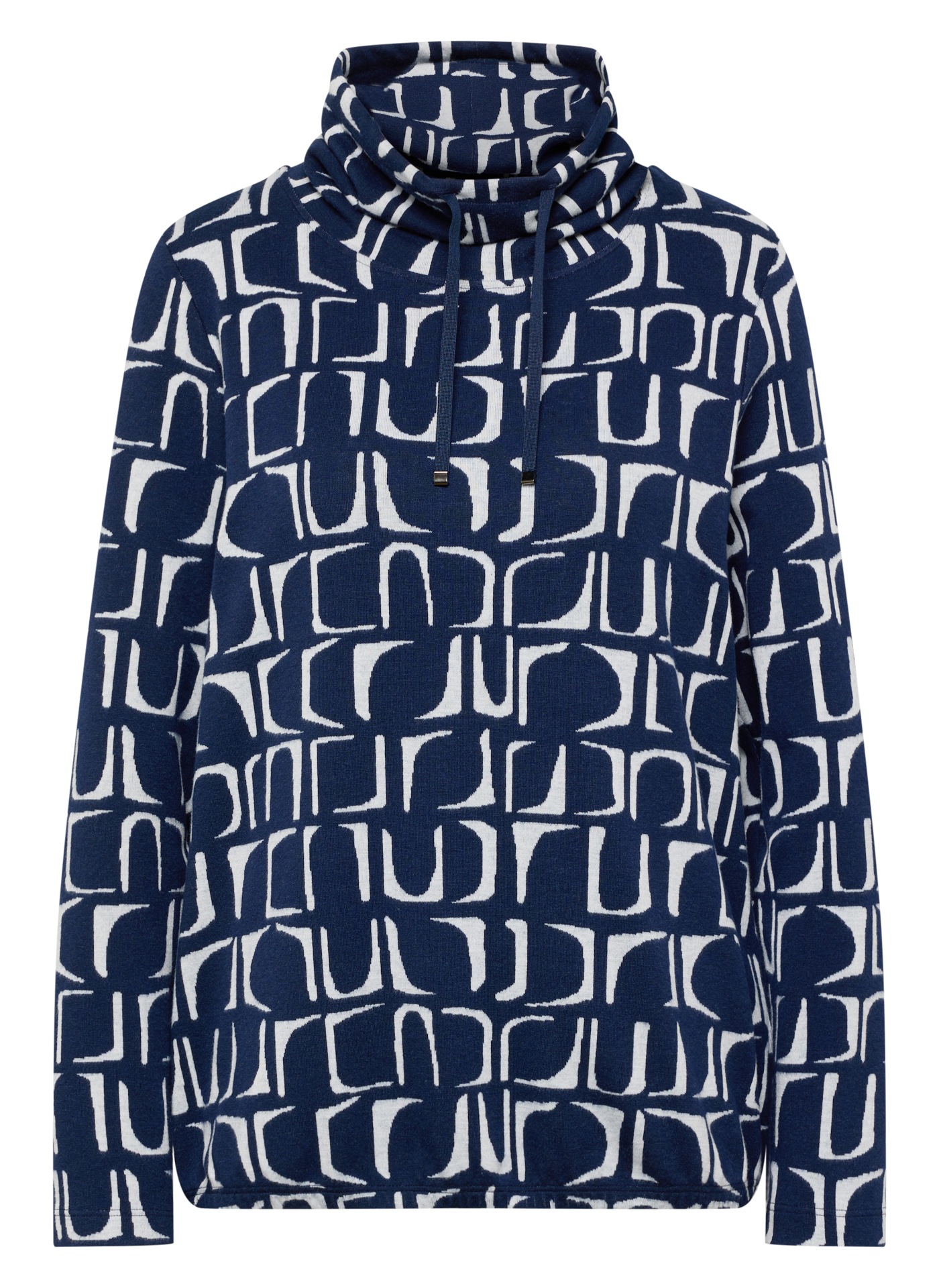 Rabe T-shirt à manches longues mit grafischem Muster und gerafftem Kragen mit Kordelzug