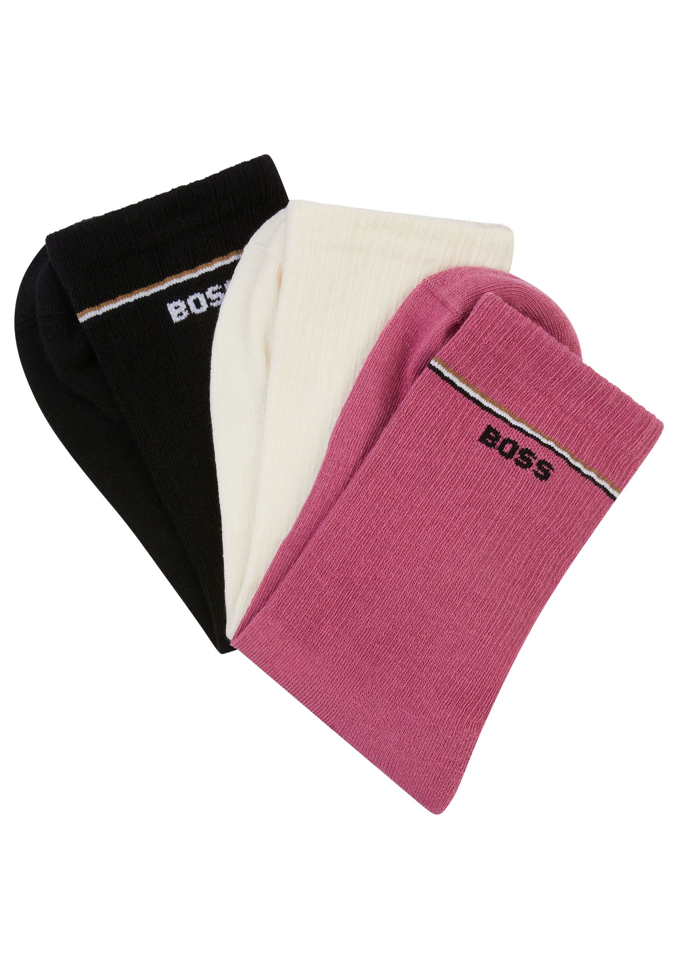 BOSS Basicsocken »3P QS Iconic CC SP W«, (3 Paar), kontrastfarbene Details