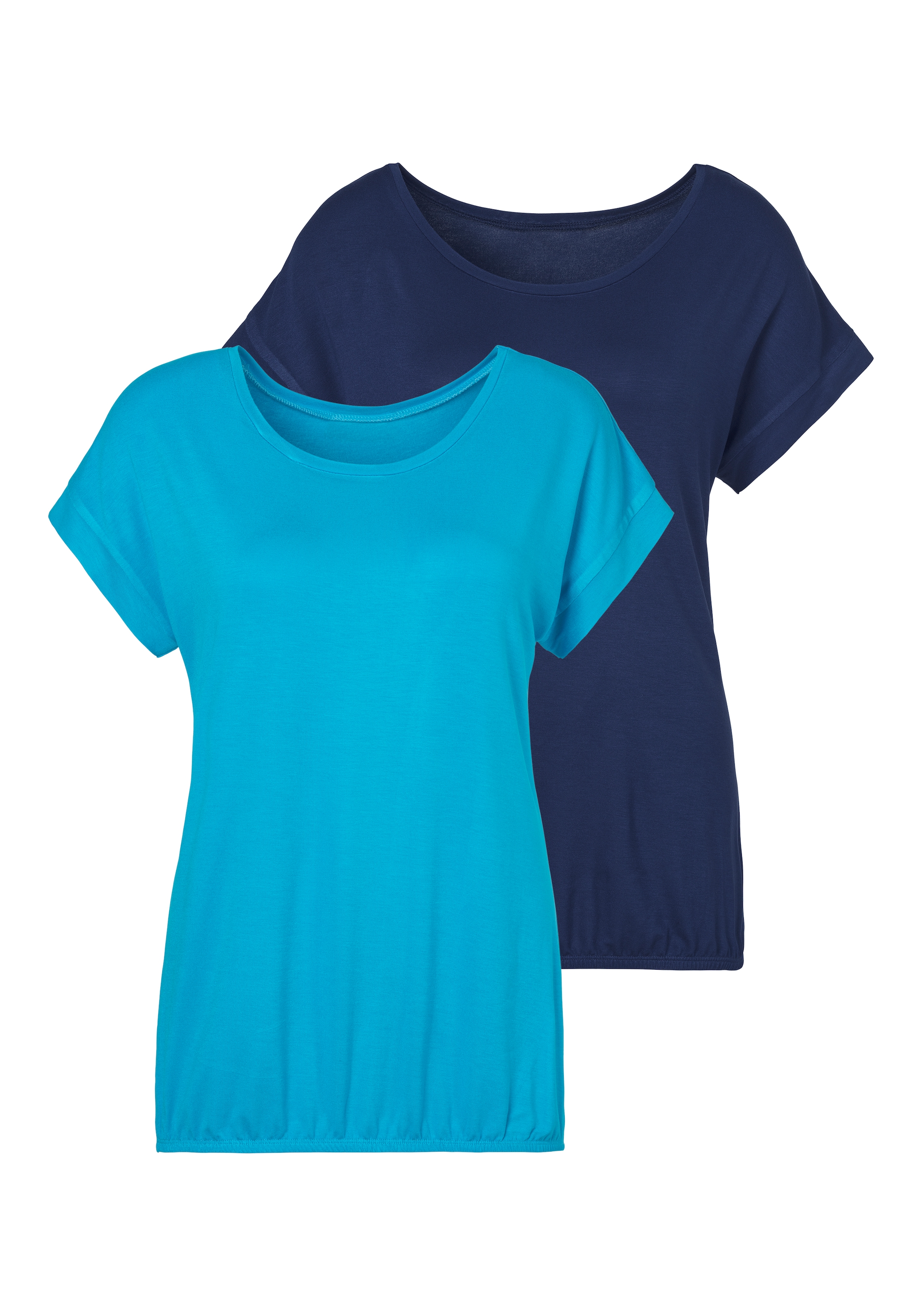 Image of Vivance Kurzarmshirt "mit Gummizug im Bund" 2er-Pack, aus weichem Viskose-Stretch