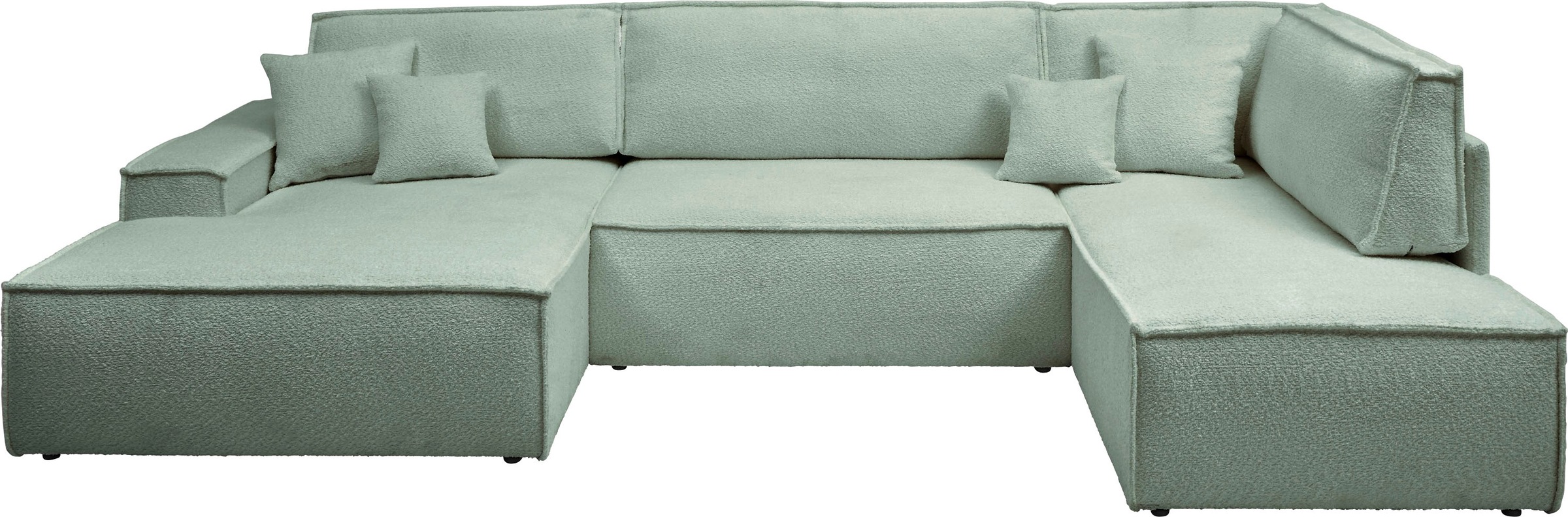 andas Wohnlandschaft »FINNLEY U-Form XXL 329 cm, Schlafsofa, Schlaffunktion m. Bettkasten«, (194/139 cm), Bouclé, Struktur und Cord