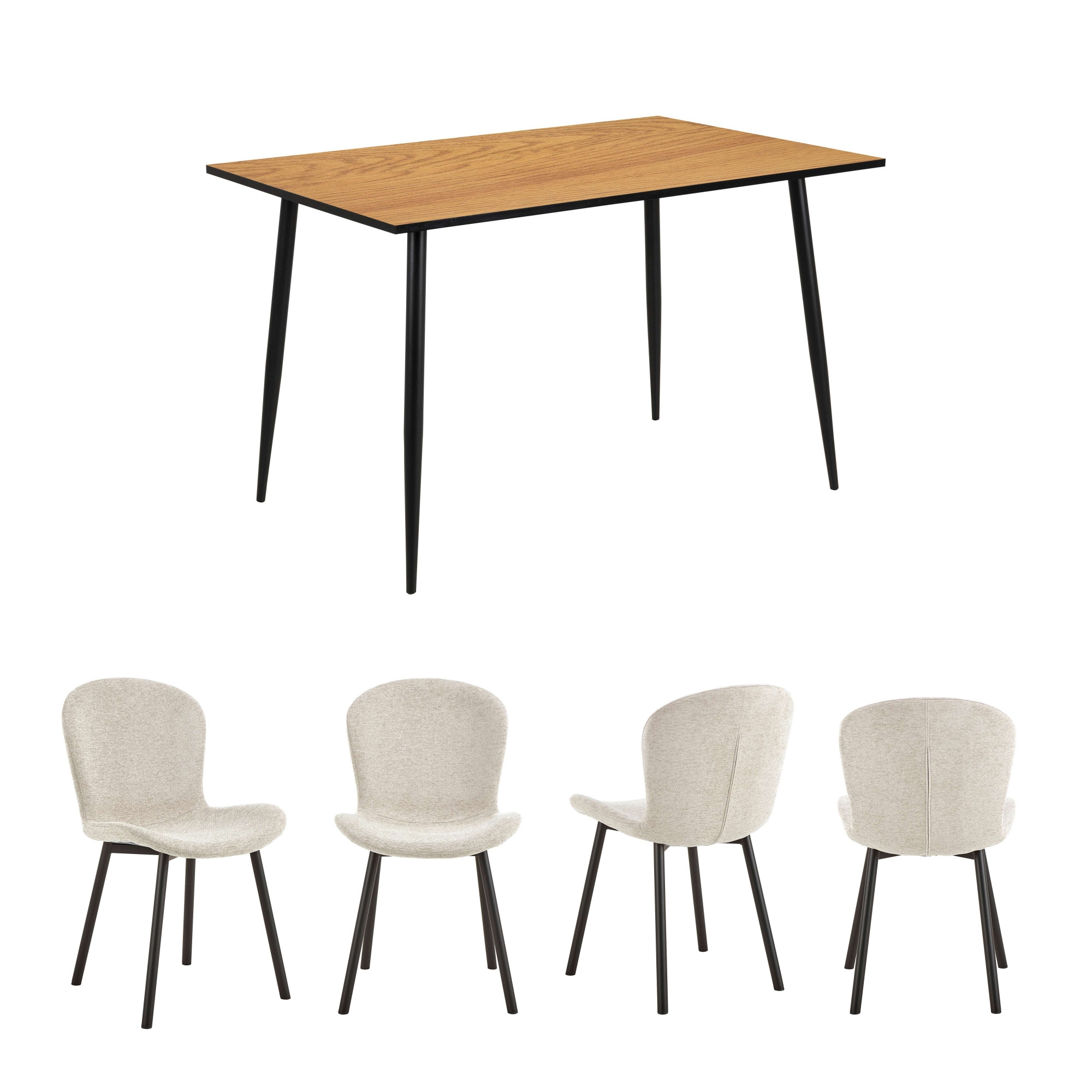 ACTONA GROUP Set de salle à manger »Esspruppe, Speisetisch mit Wohnzimmerstühlen« Ensemble complet, 1 table + 4 chaises, 5 cuis tlg.