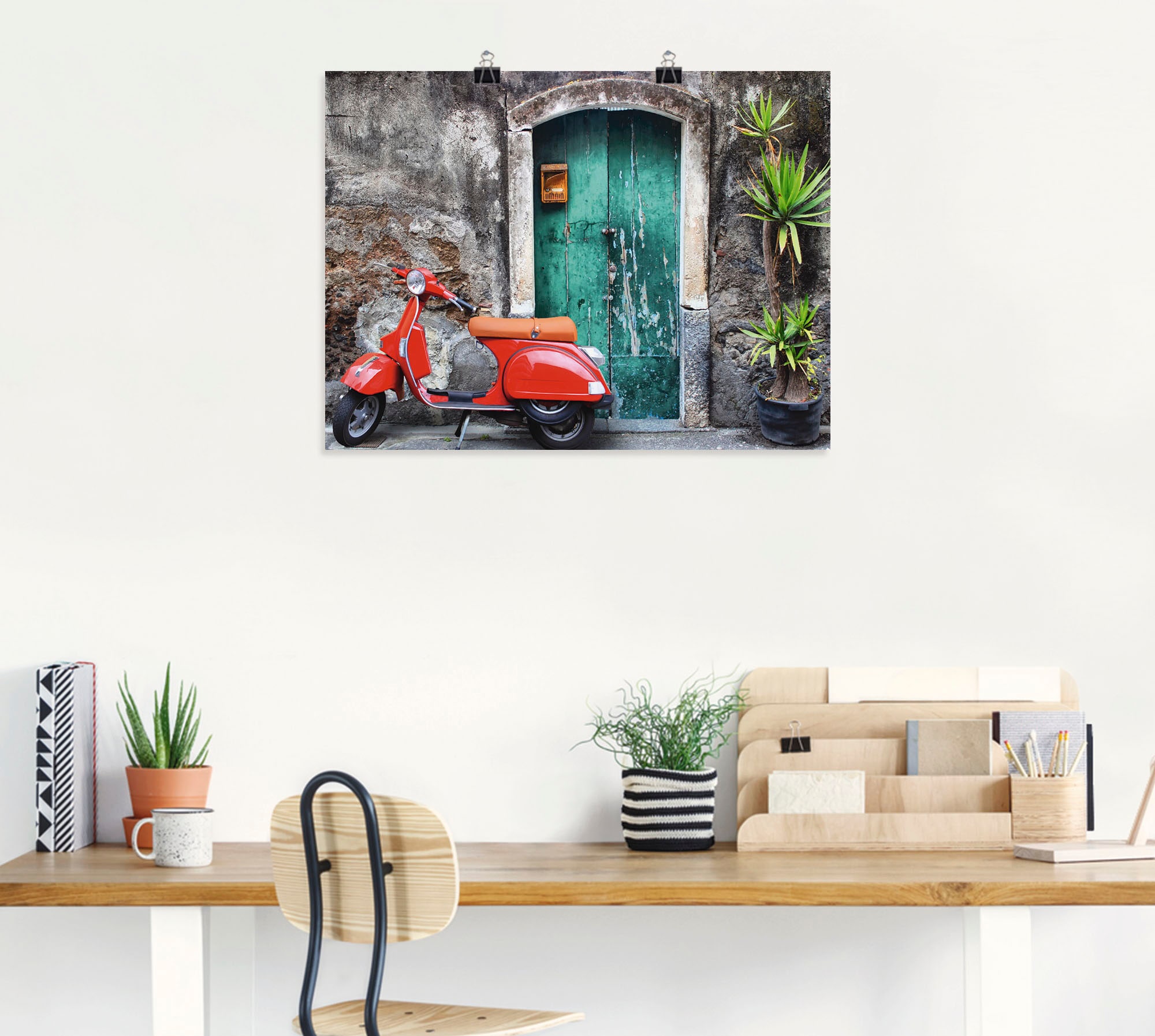Artland Wandbild »Roter Motorroller«, Motorräder & Roller, (1 St.), als Alubild, Outdoorbild, Leinwandbild, Poster in verschied. Grössen