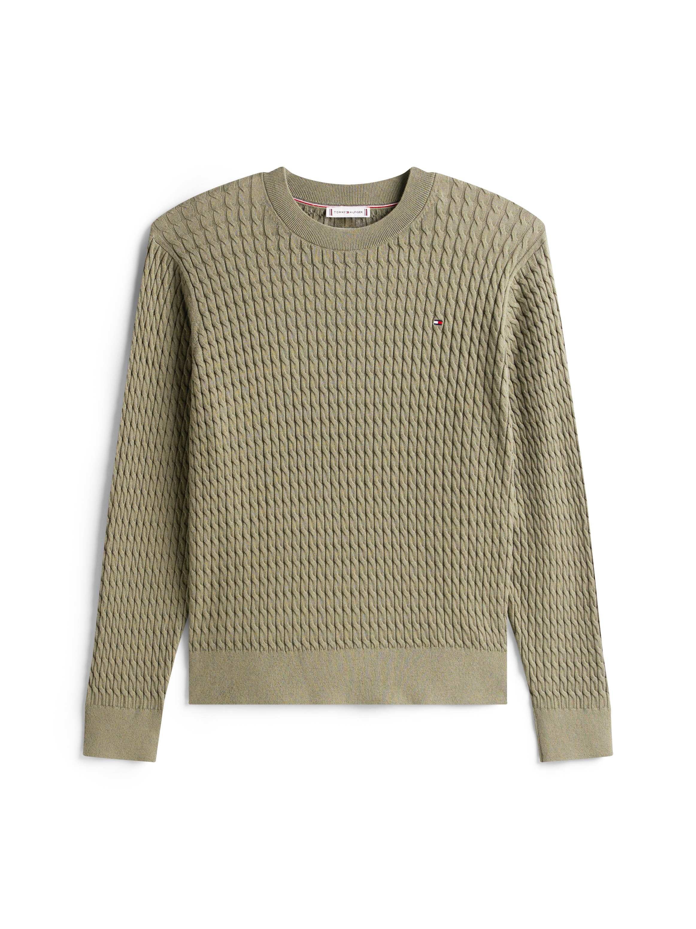 Tommy Hilfiger Curve Pull en tricot »CRV CO CABLE FINE GG C-NK LS SWT« in grossen Grössen, mit Zopfmuster