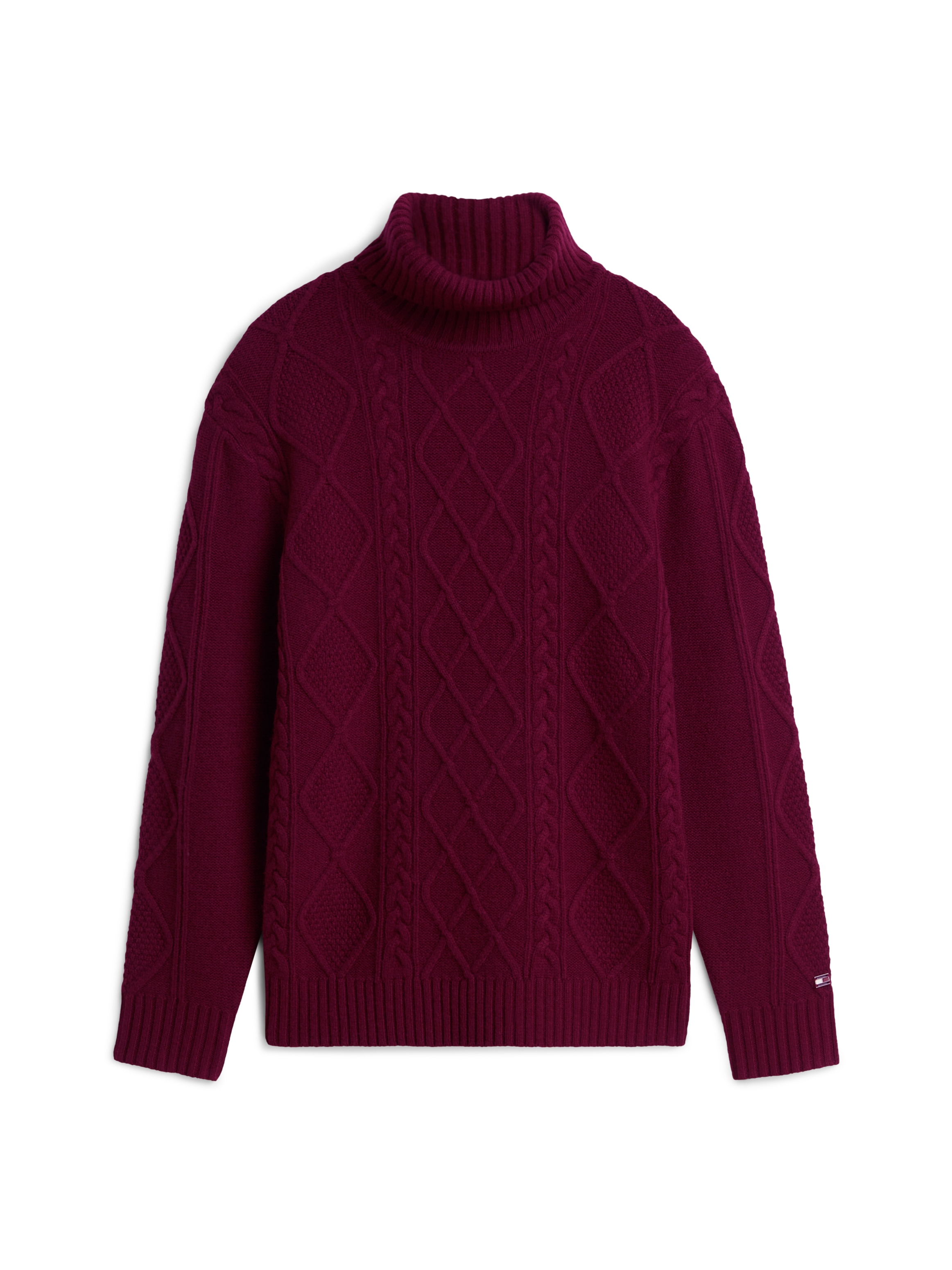Tommy Hilfiger Pull à col roulé »NY  WOOL CABLE SWEATER« en mélange de laine avec cachemire, motif tricot torsadé