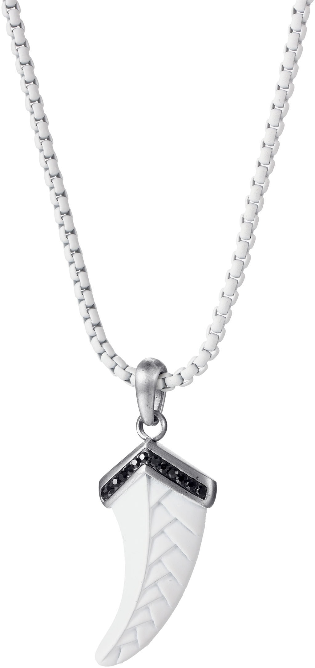 Image of Firetti Kette mit Anhänger "Schmuck Geschenk Edelstahl Halsschmuck Halskette Teeth Zahn" mit Zirkonia (synth.)