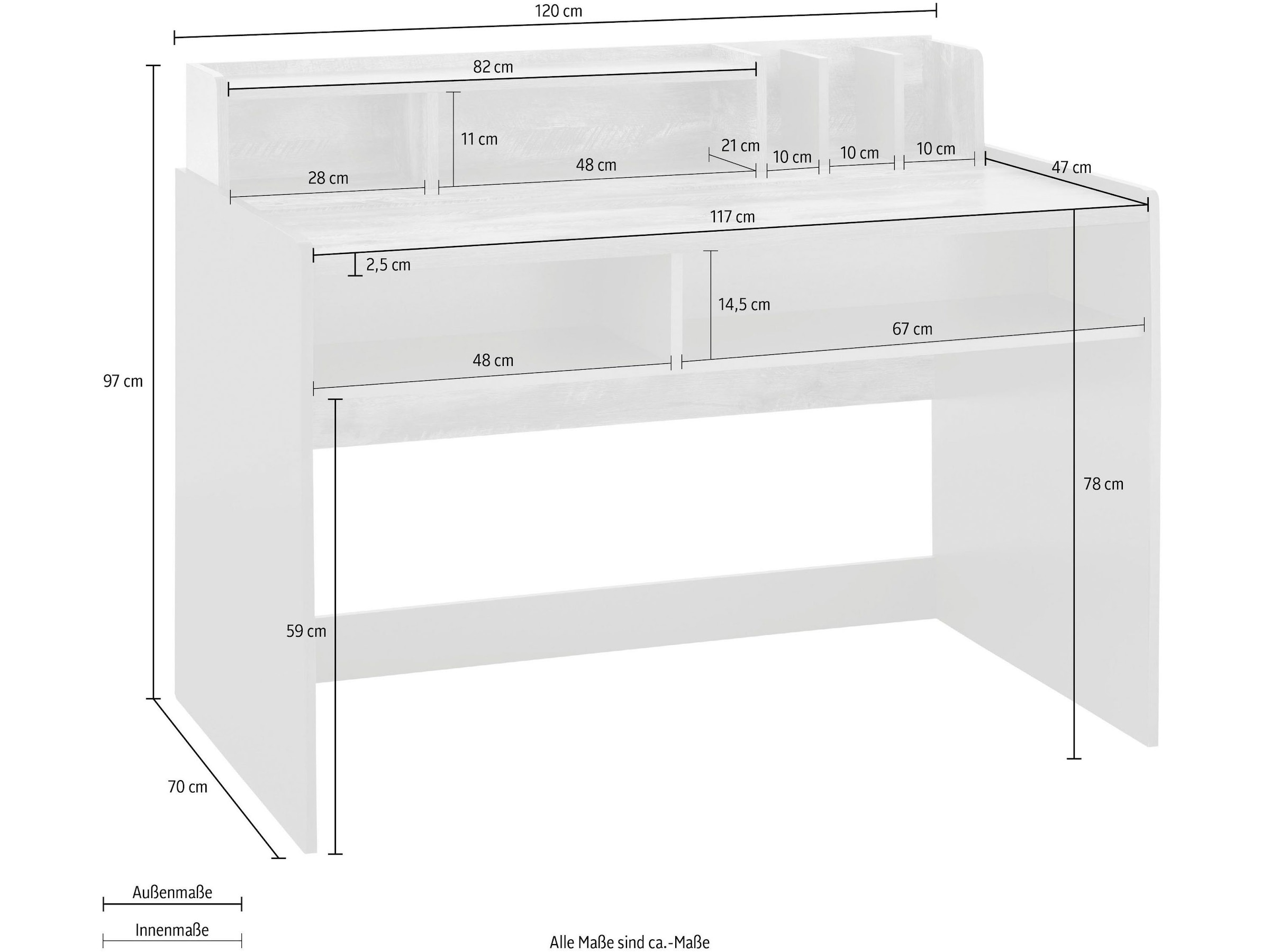 Schreibtisch Fächer »Jaaron«, versandkostenfrei 120 cm, auf GOODproduct 7 offene Breite