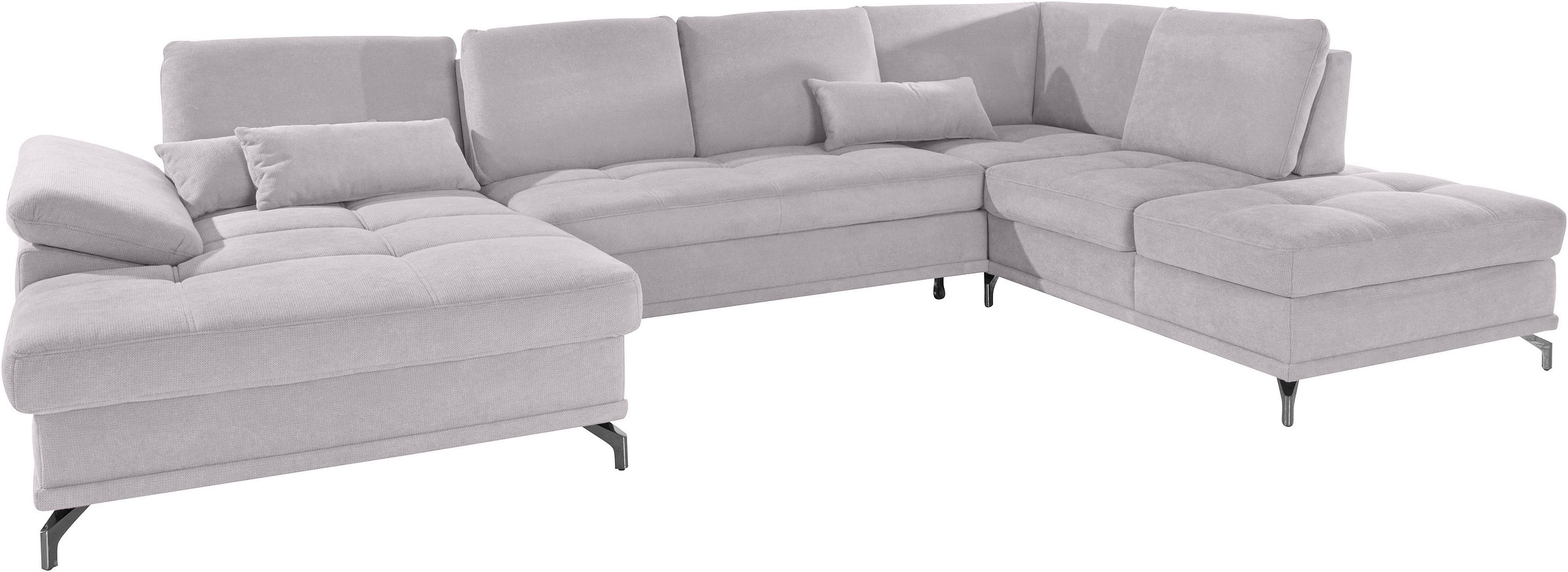Places of Style Wohnlandschaft »Costello U-Form, mit Sitztiefenverstellung, Armteilverstellung und«, 3 Nierenkissen, optional Bettfunktion und Bettkasten