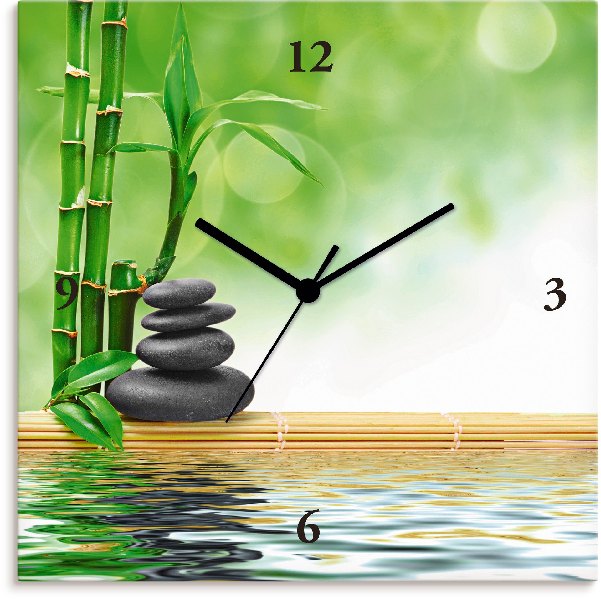 Image of Artland Wanduhr »Spa Konzept Zen Basaltsteine«, lautlos, ohne Tickgeräusche, nicht tickend, geräuschlos - wählbar: Funkuhr o. Quarzuhr, moderne Uhr für Wohnzimmer, Küche etc. - Stil: modern bei Ackermann Versand Schweiz