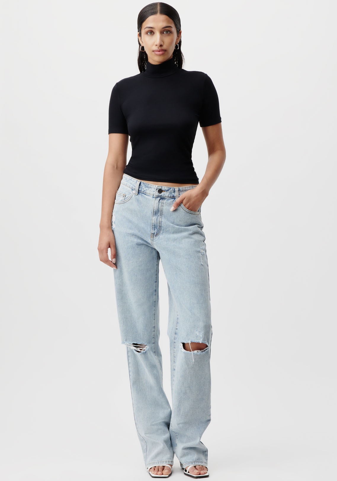 LeGer T-Shirt »Larina«, figurbetont, Stehkragen