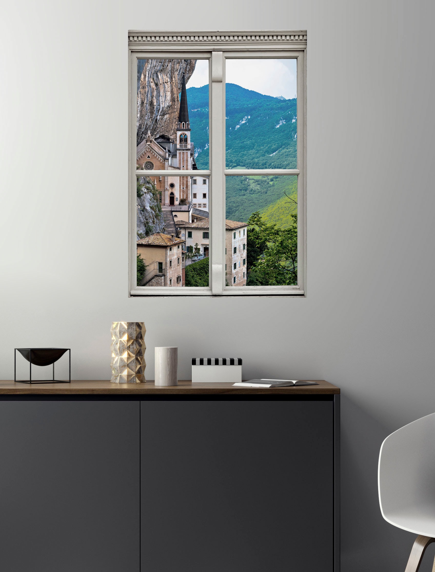 queence Wandsticker »Kirche«, Wandsticker, Wandbild, selbstklebend, 3D, Fenster
