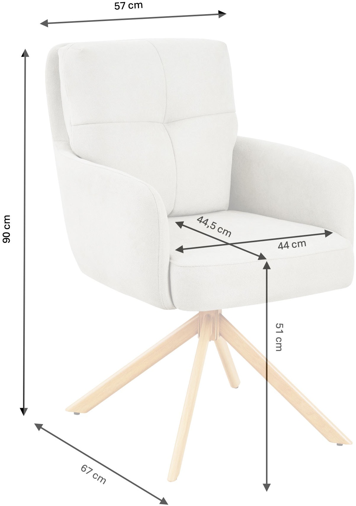 GOODproduct Chaise de salle à manger »Miami, 2er-Set, Federkern« (Ensemble) 2 cuisgemütlicher Armlehnstuhl mit Federkern, Fein-Webstoff und Holzoptik