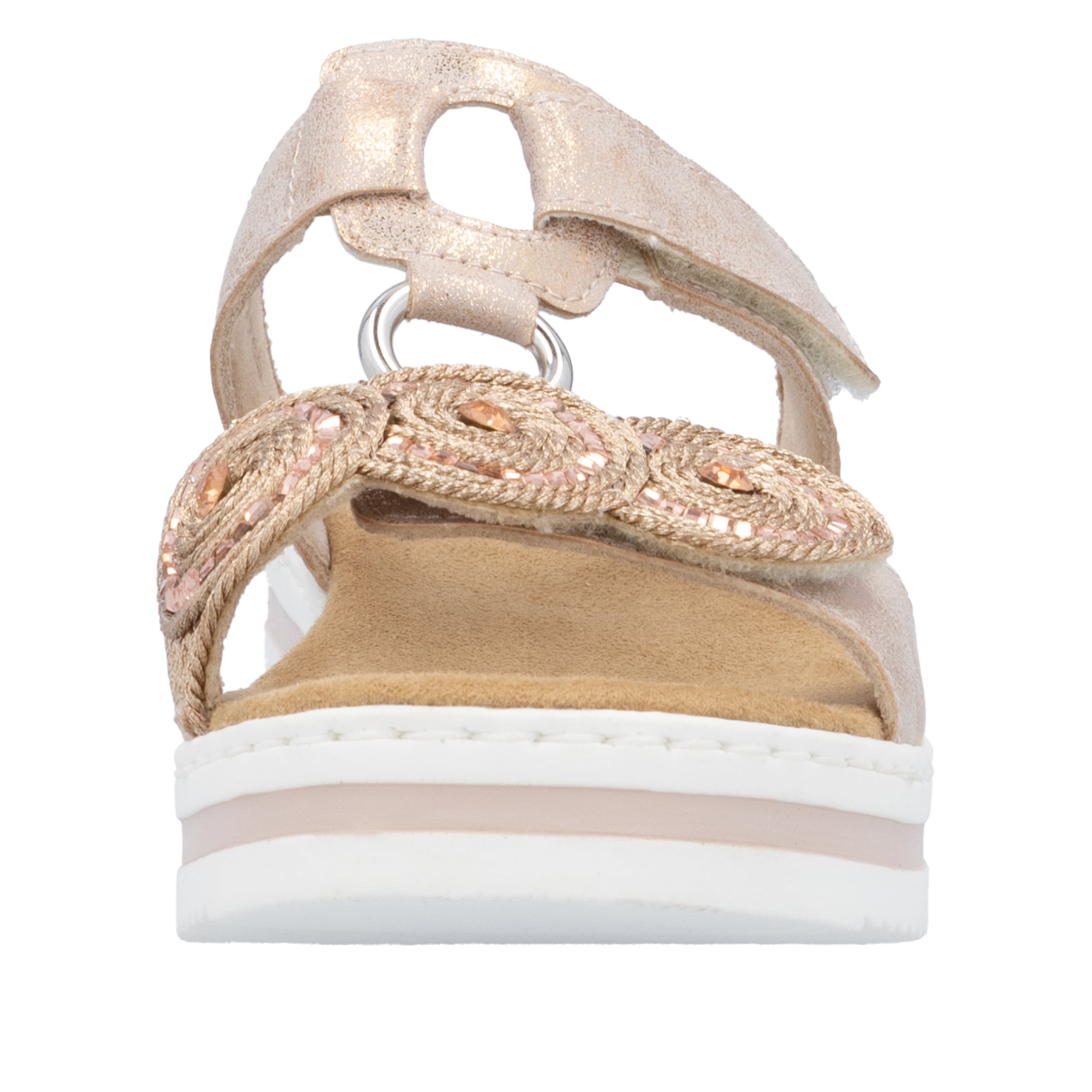 Rieker Pantolette  Chaussure d'été, chaussure de vacances avec pierres pailletées, aspect métallique