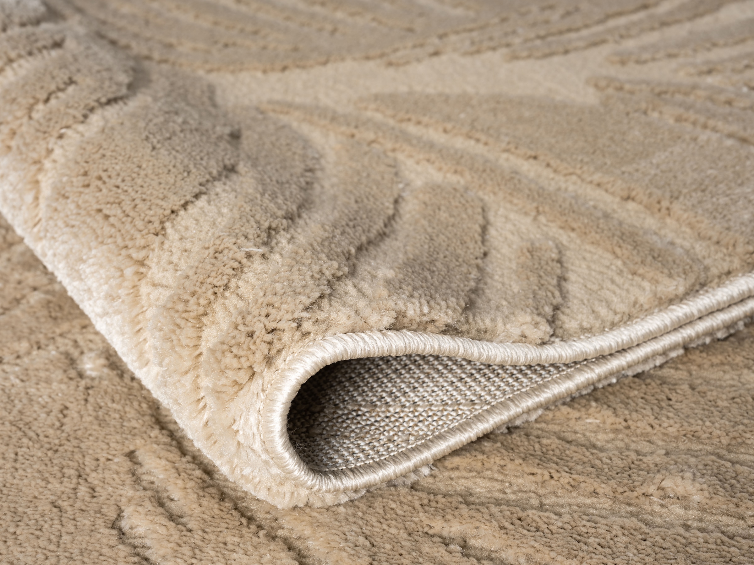 GOODproduct Teppich »Samia, Hoch-Tief-Struktur« rechteckig 19 mm Höhe leichter Glanz, Floral, Blätter, Modern, Wohnzimmer, Schlafzimmer