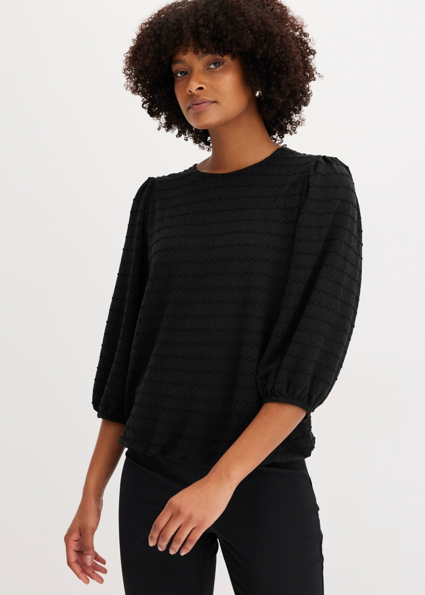 Image of bonprix Tunikashirt Oversize-Passform, ohne Kragen, aus Polyester, Viskose und Elasthan