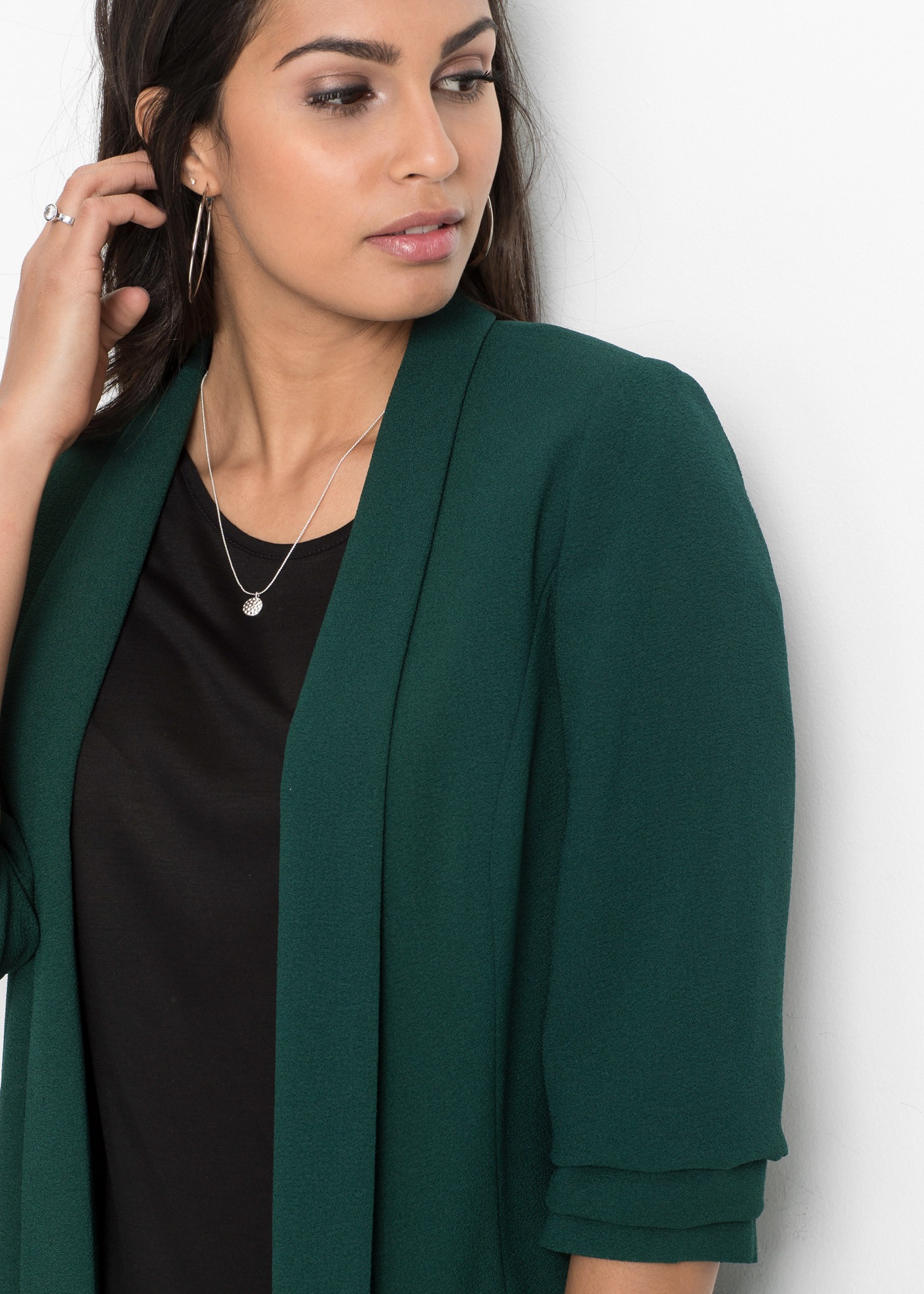 bonprix Blazer long festlicher Stil, taillierte Passform, aus Polyester und Elasthan