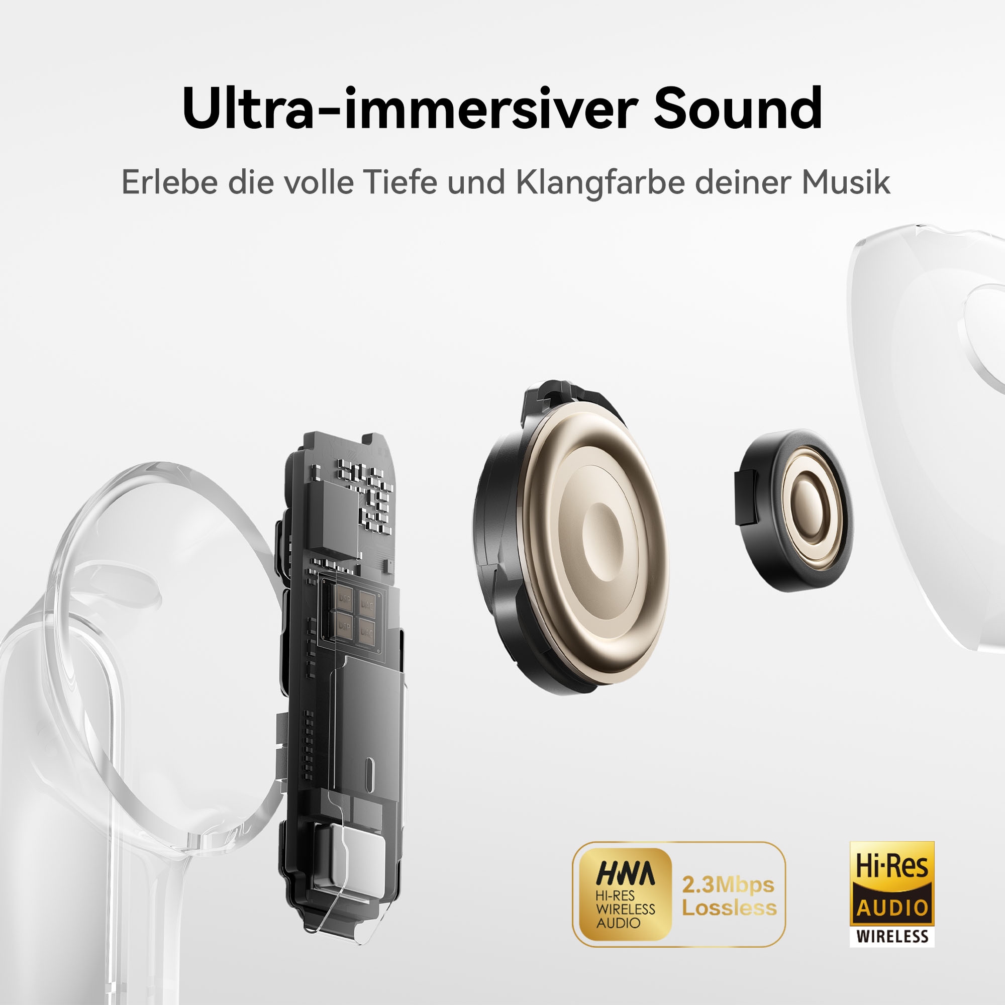 Huawei Écouteurs intra-auriculaires sans fil »FreeBuds Pro 5« Dual-Engine KI-Geräuschunterdrückung, Ultra-immersiver Sound