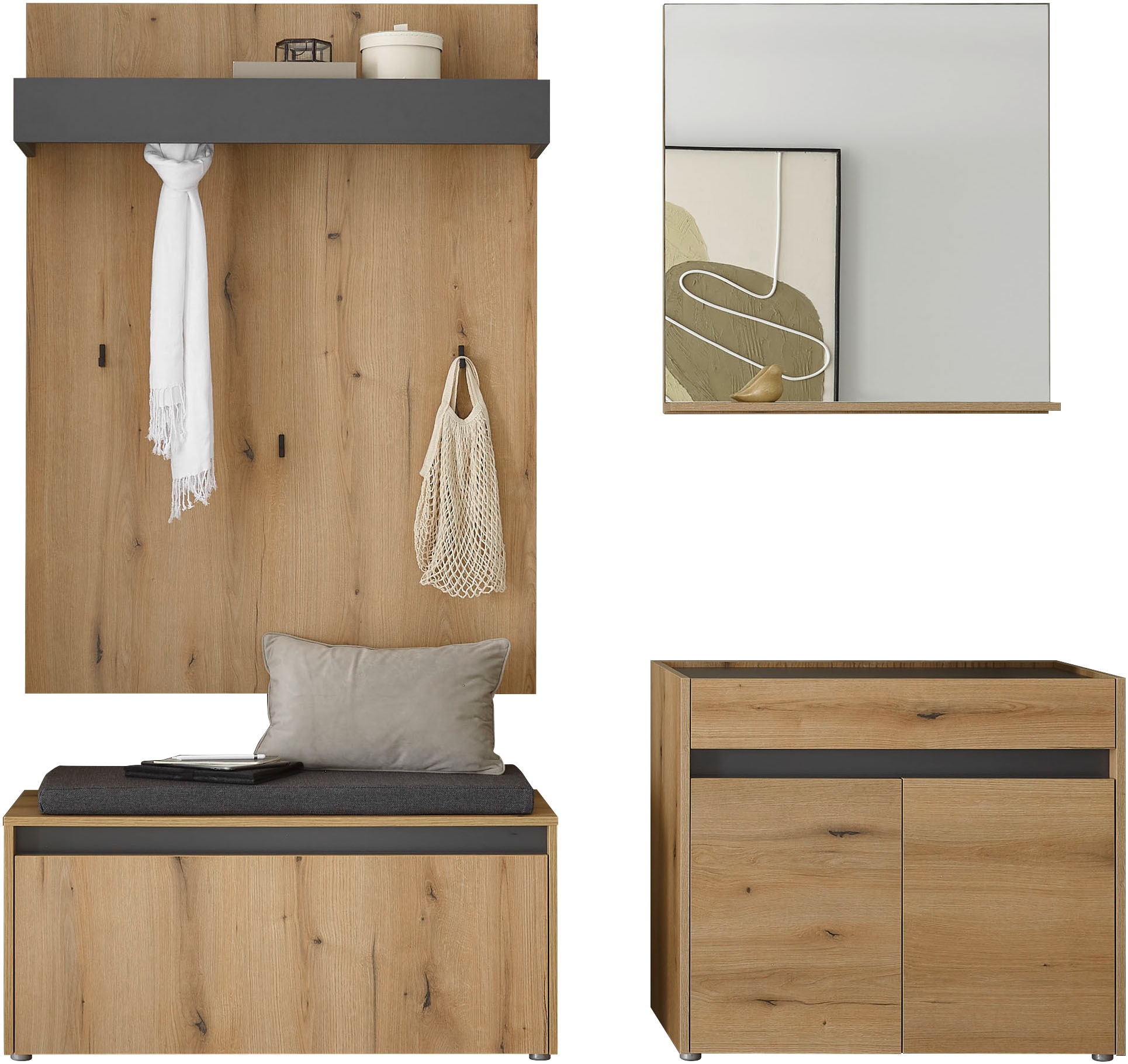 Home affaire Garderoben-Set »GIRON/CiTY, moderne Garderobe, Komplettset mit viel Stauraum« Komplett-Set, 4 Stk. tlg.