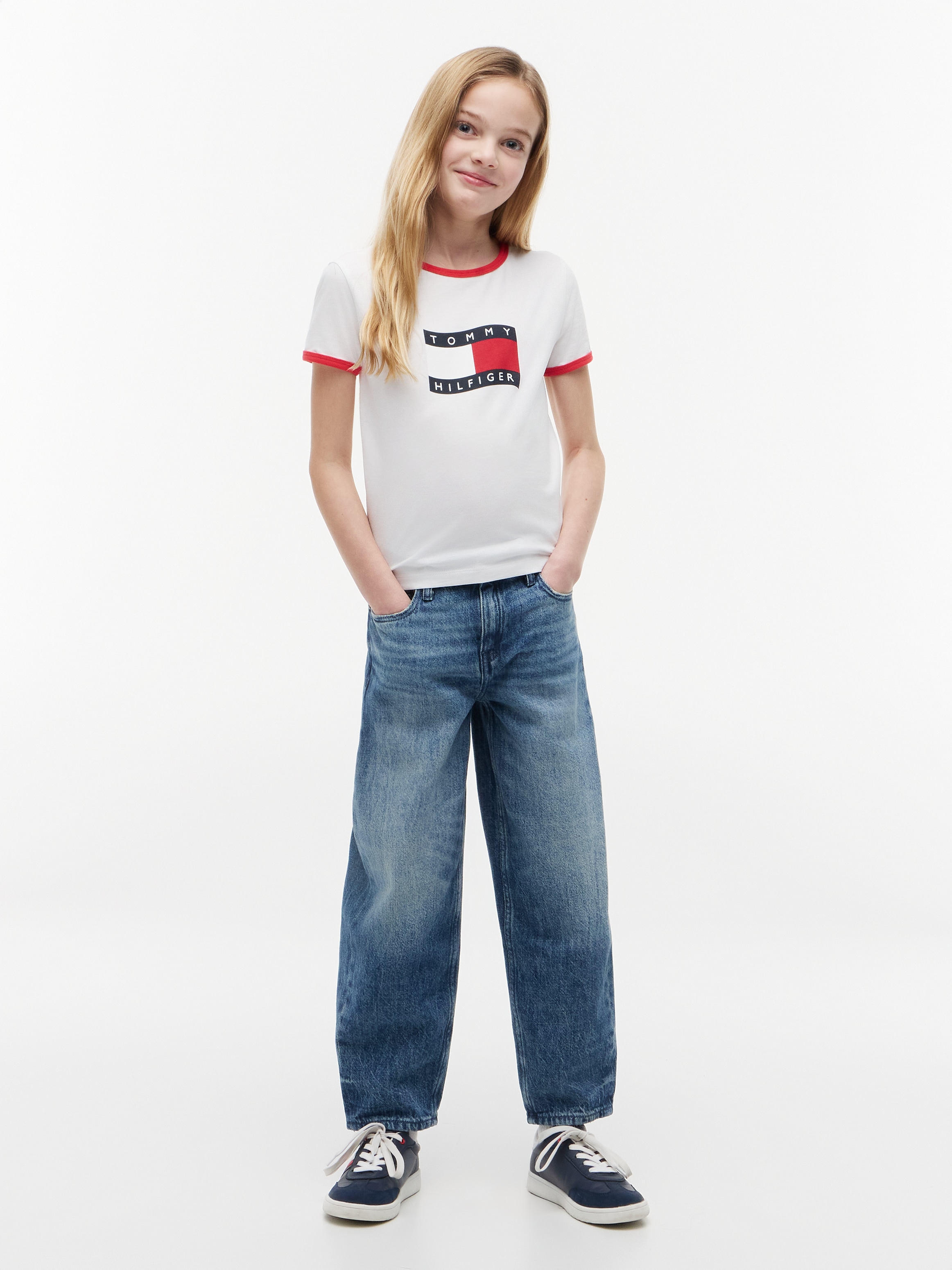 Tommy Hilfiger Loose-fit-Jeans »BARREL STARS« Kinder bis 16 Jahre, Flag-Stickerei