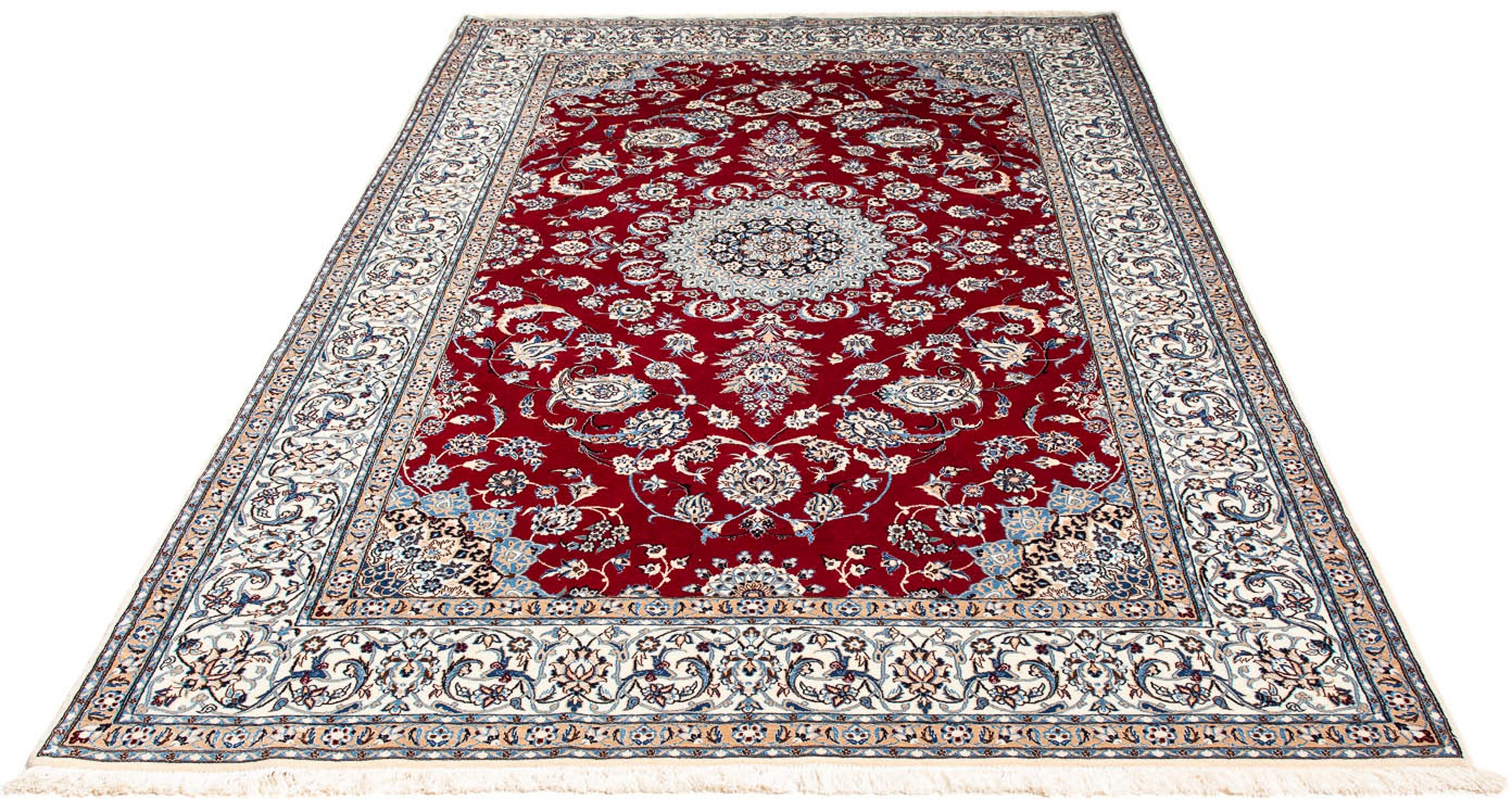 Image of morgenland Orientteppich »Perser - Nain - Premium - 258 x 153 cm - dunkelrot«, rechteckig, 6 mm Höhe, Wohnzimmer, Handgeknüpft, Einzelstück mit Zertifikat bei Ackermann Versand Schweiz