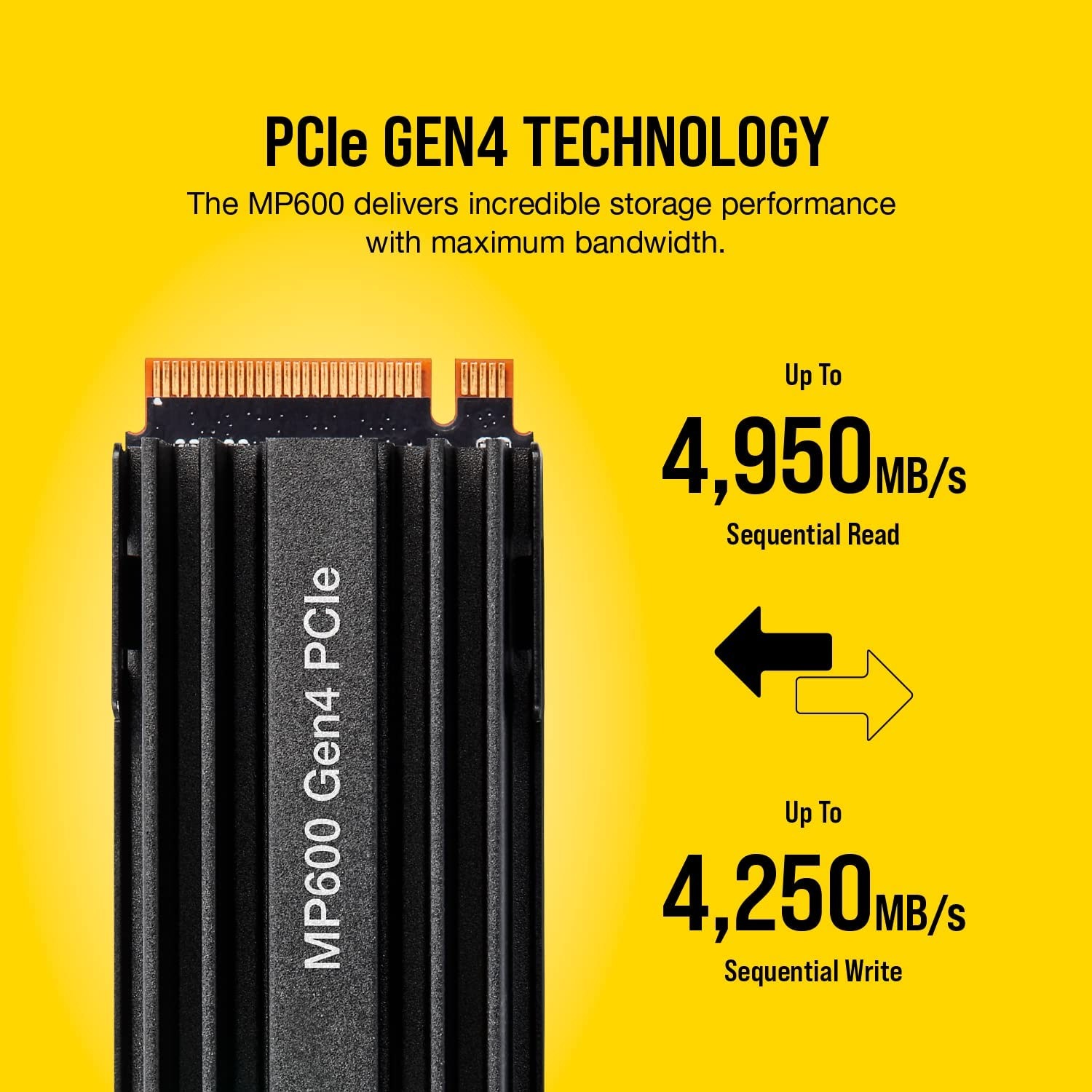 Corsair interne SSD »Corsair Force Series MP600 2TB NVMe PCIe M.2 SSD«, Anschluss M.2 PCIe 4.0, M.2-Kühlkörper