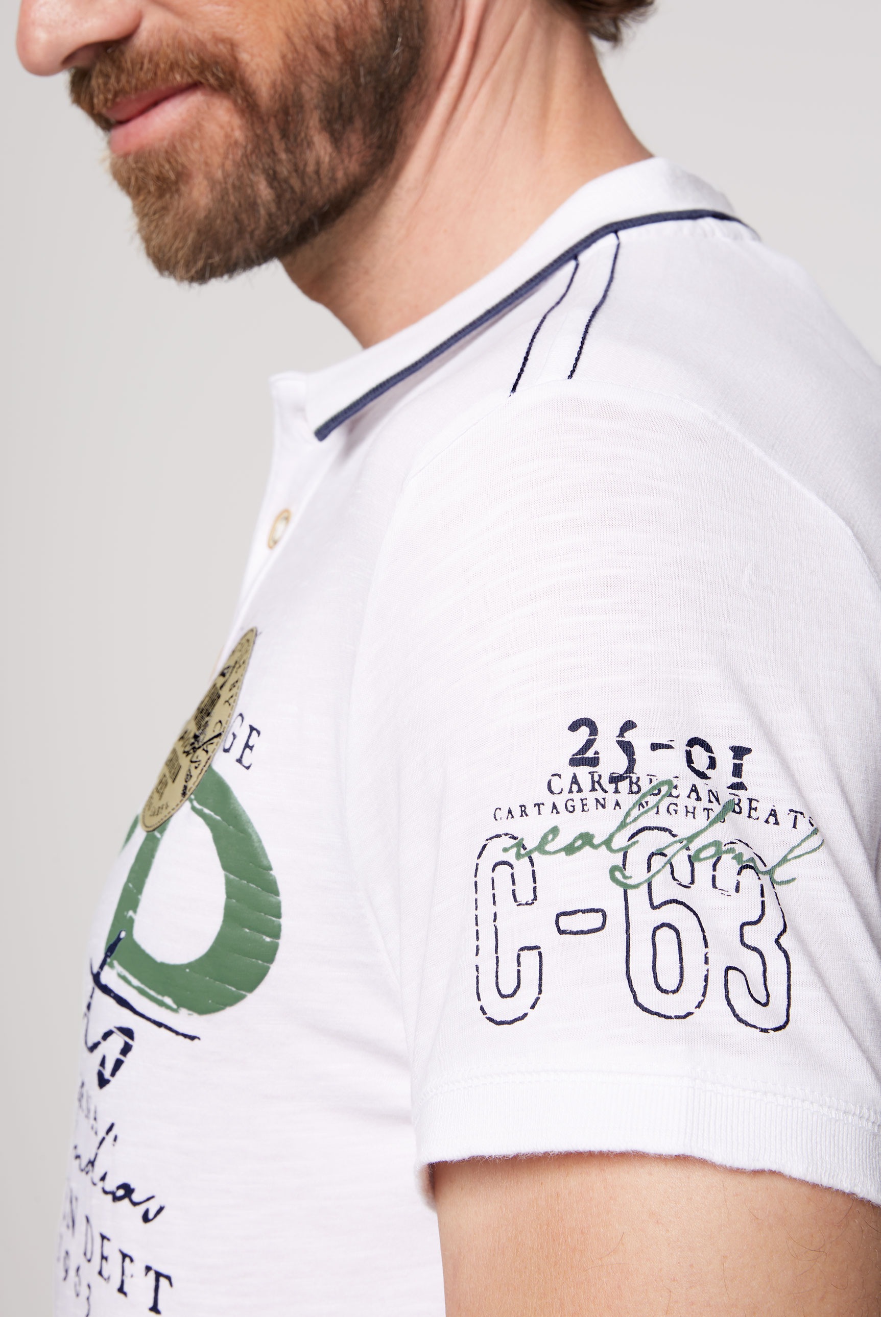 CAMP DAVID Poloshirt, mit Front- und Backprint