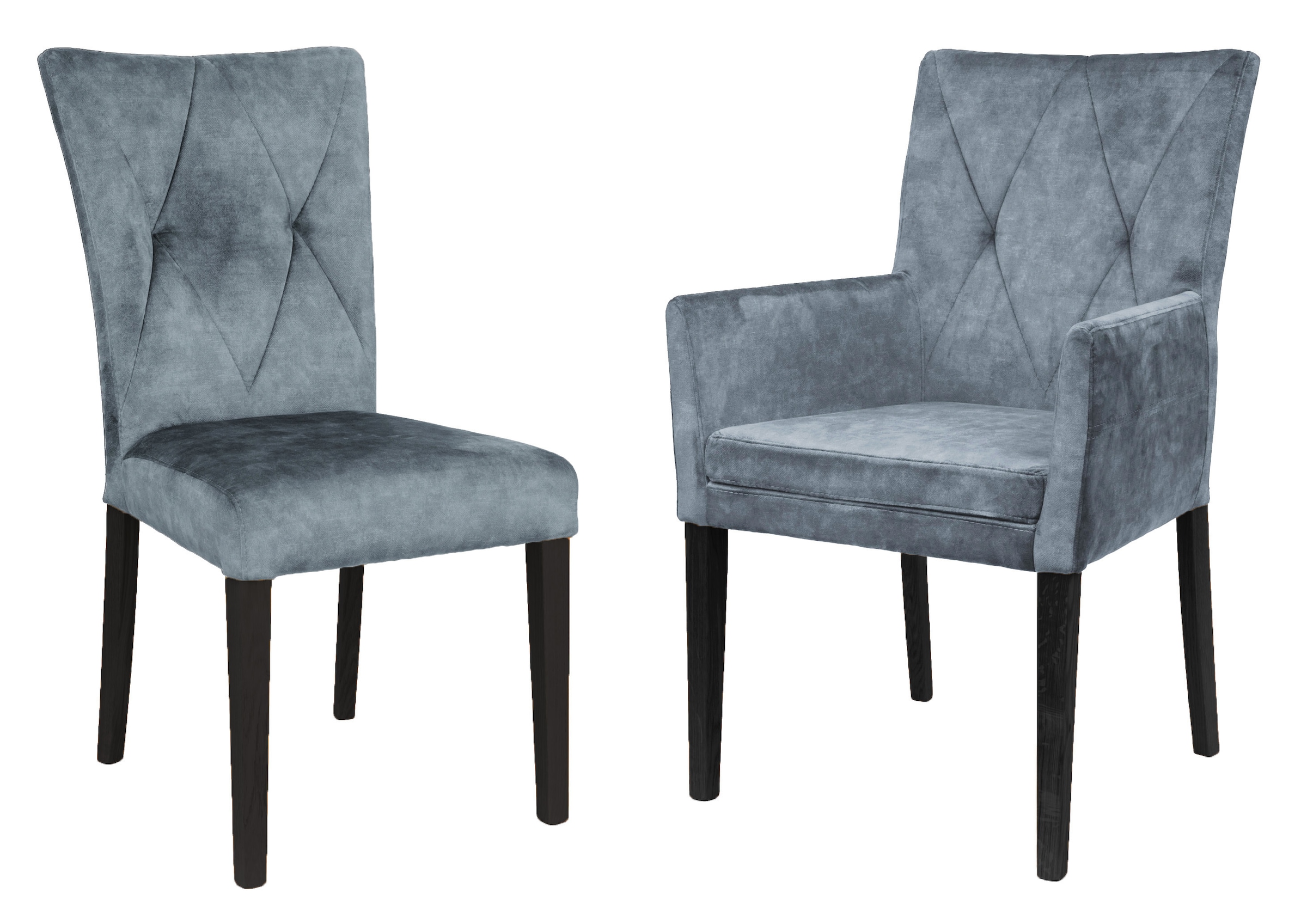 Home affaire 4-Fussstuhl »Diamond«, (Set), 2 St., Samtvelours, Sitz und Ruecken gepolstert