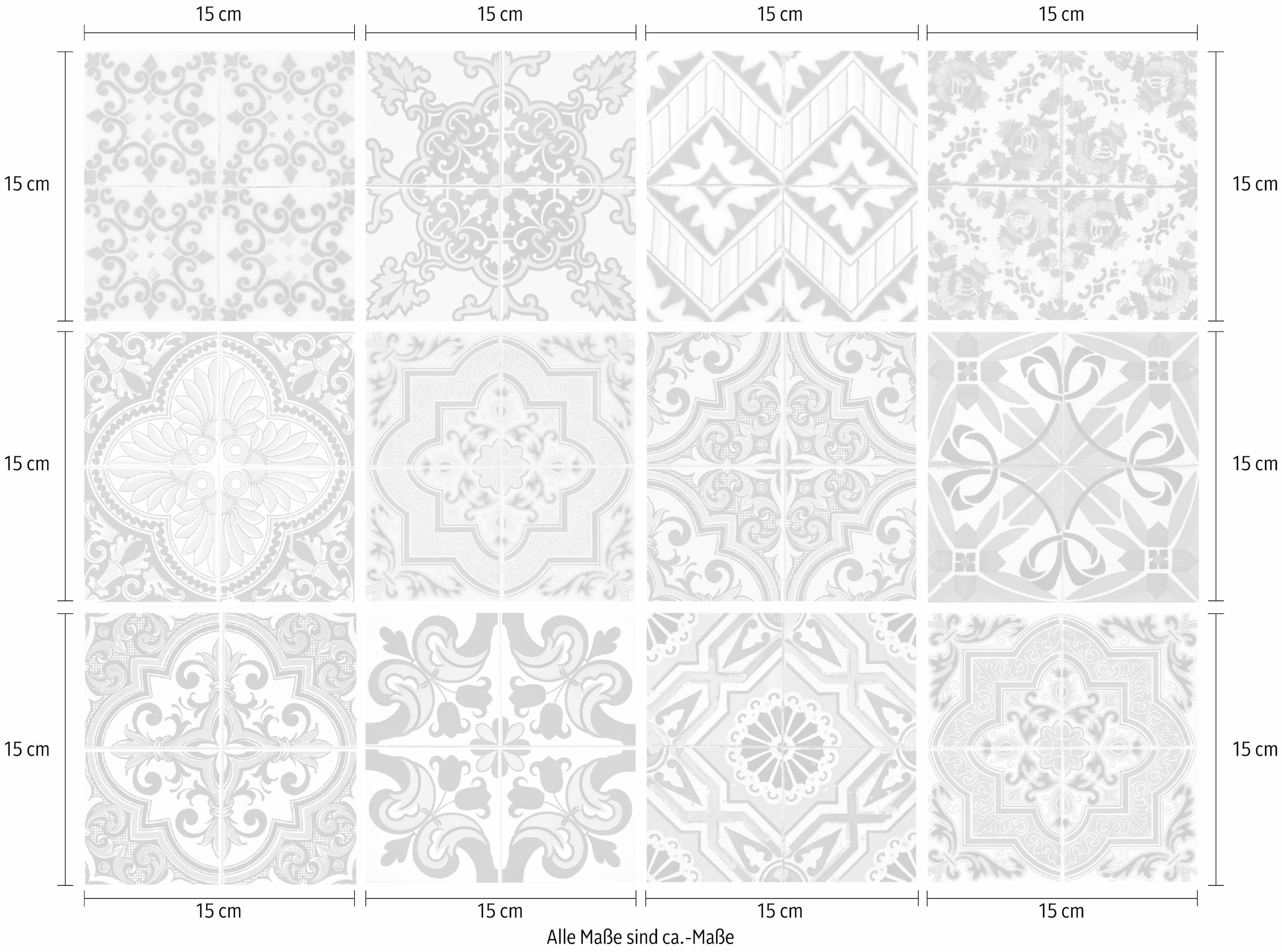 Home affaire Fliesenaufkleber »Ornamente« Stickerfliesen, selbstklebend, Sticker, 12er Set
