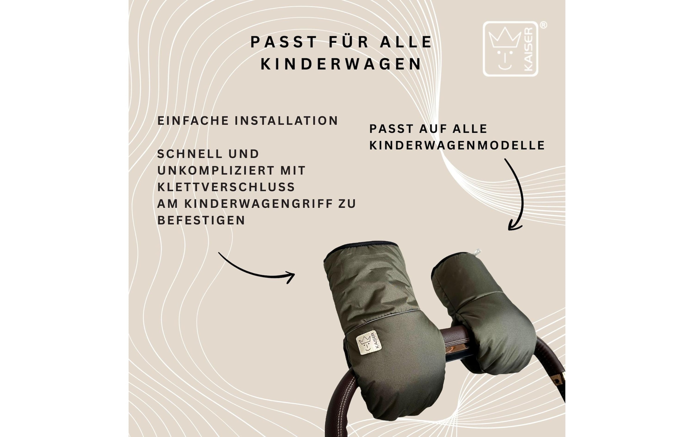 Kaiser Chauffe-mains pour poussette »Handschuh Reflect Kiwa«