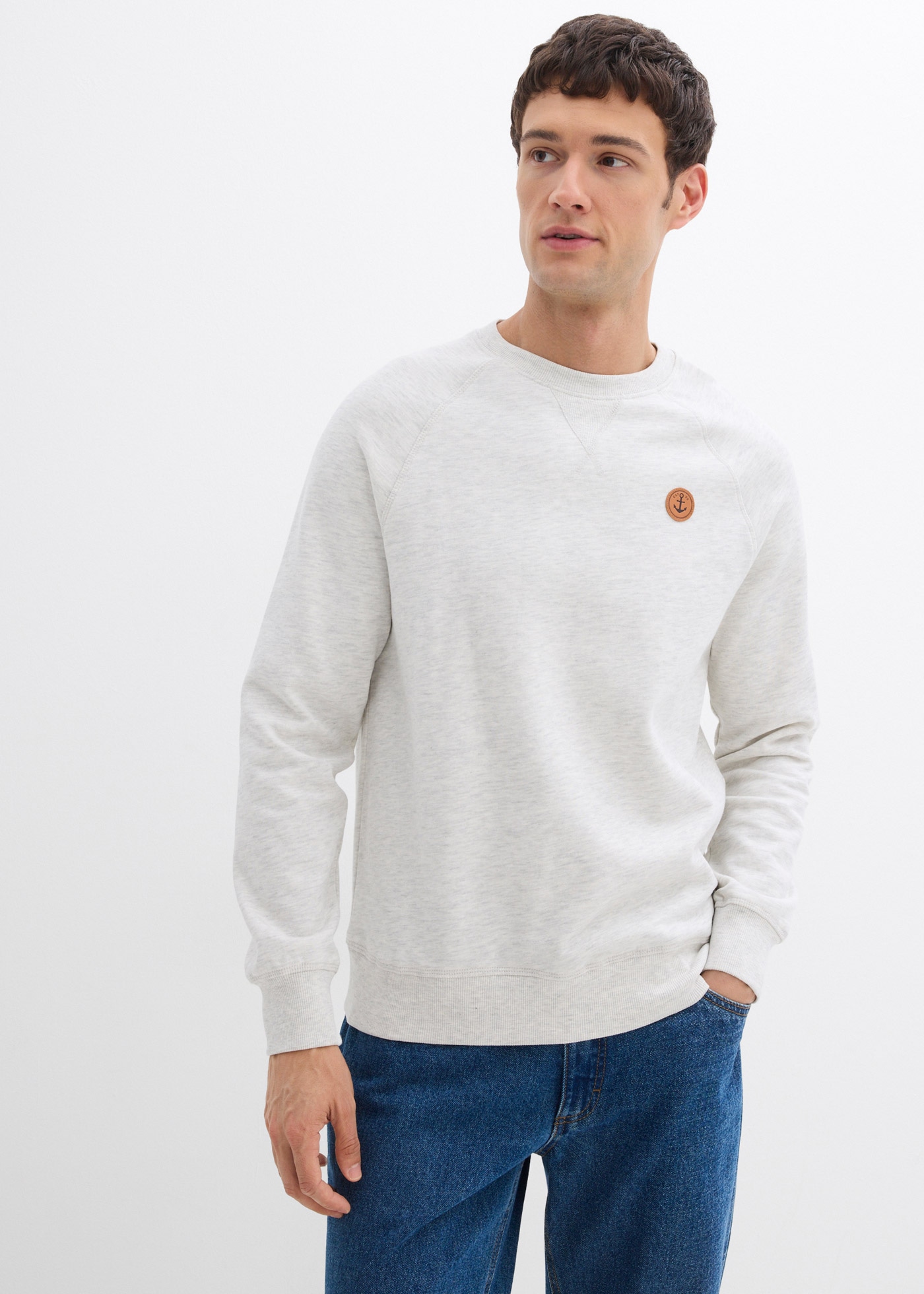bonprix Sweatshirt, 2 cuis Regular Fit, unifarben, aus Baumwolle und Polyester
