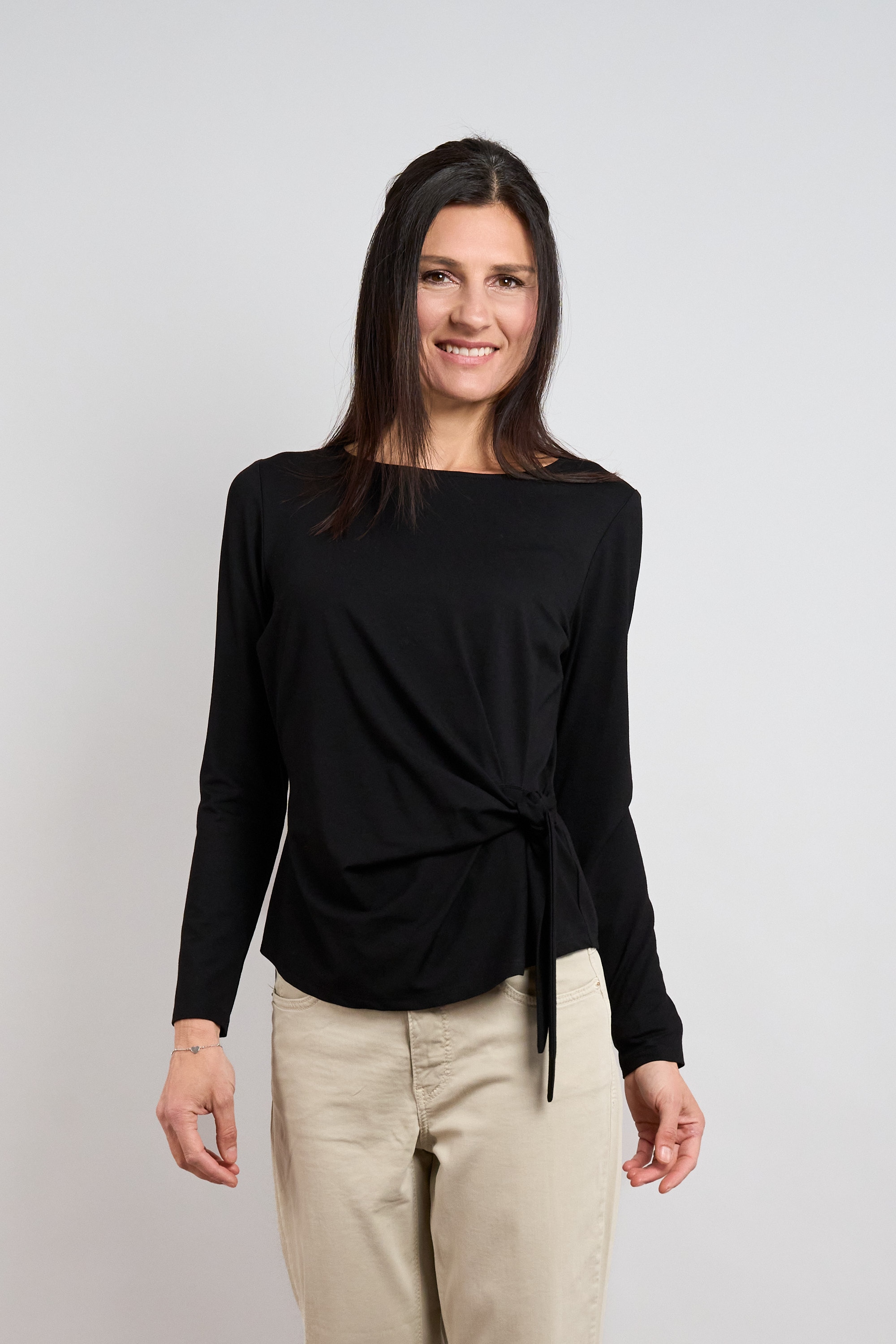 Image of Seidel Moden Langarmshirt Langarmshirt mit seitlicher Bindung - MADE IN GERMANY