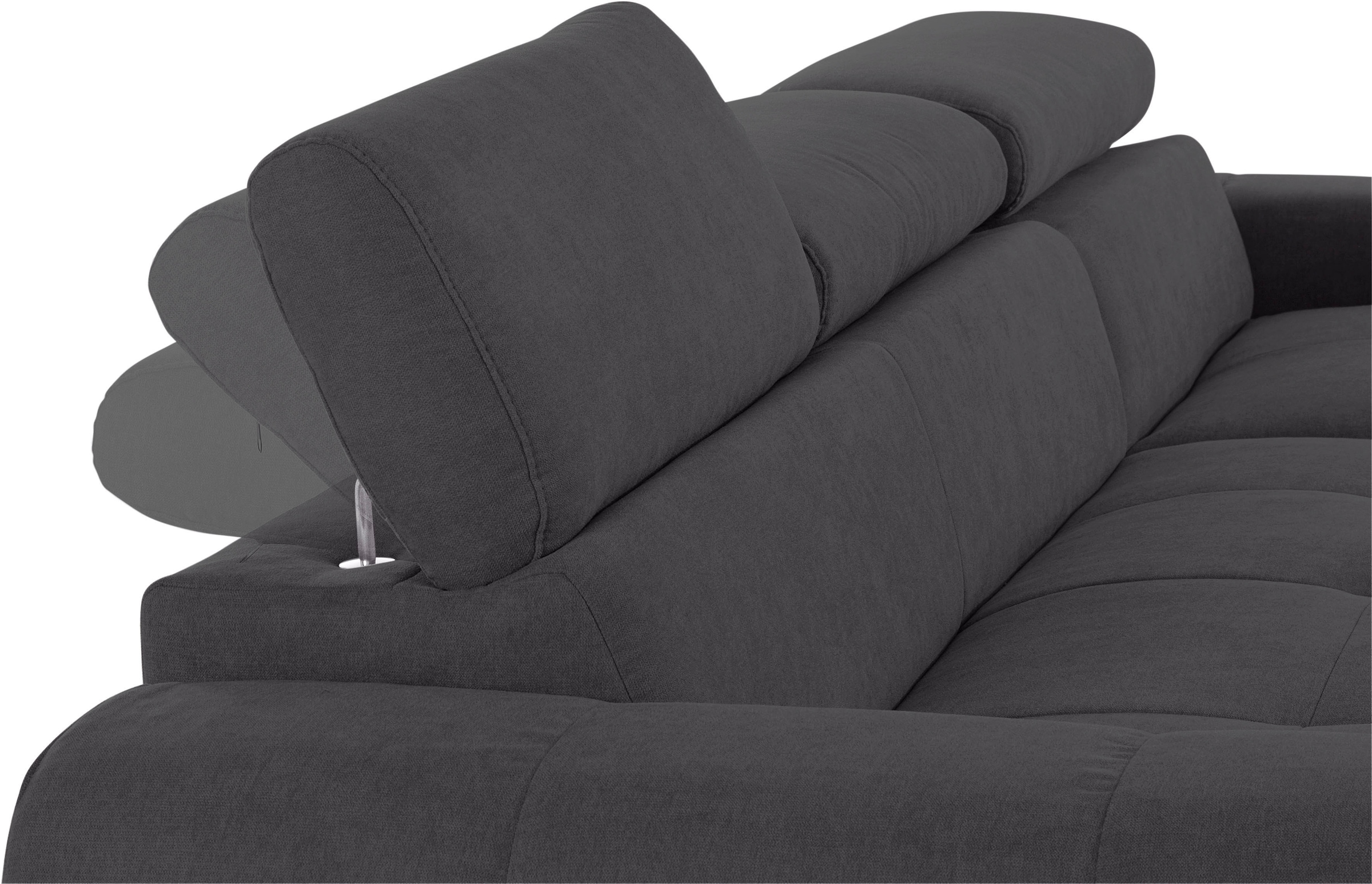 COTTA Ecksofa »Mia L-Form mit 3 Zierkissen«, wahlweise mit Bettfunktion, Bettkasten, Beleuchtung & Wireless-Charger