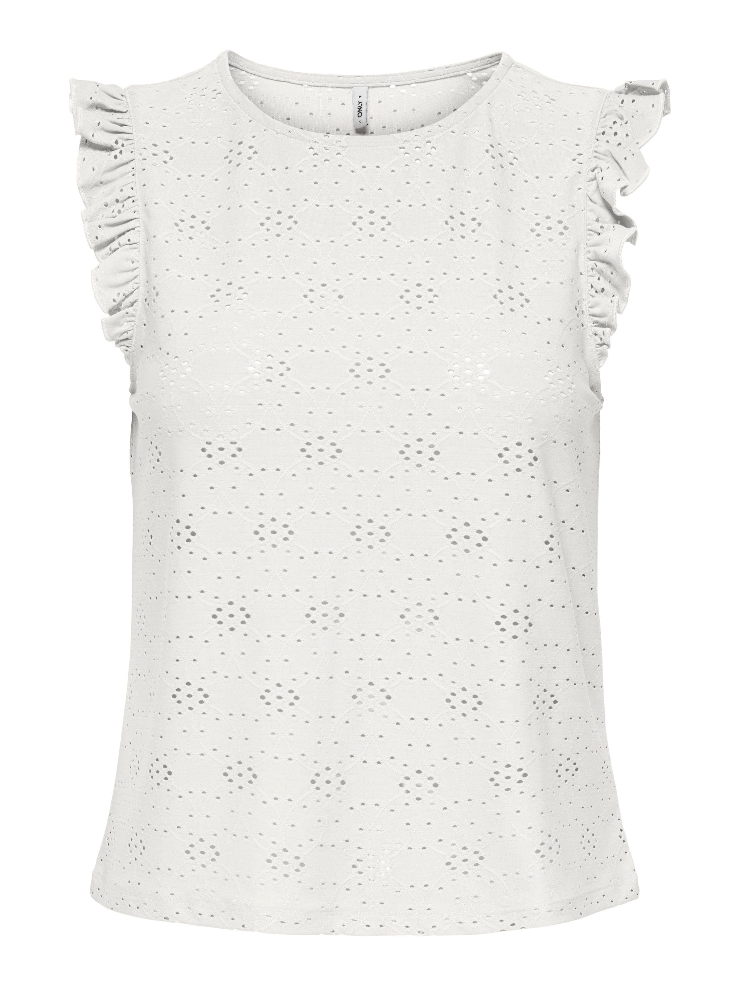 ONLY Shirttop »ONLSMILLA S/L FRILL TOP JRS« Materialmix, regular fit, Rundhals