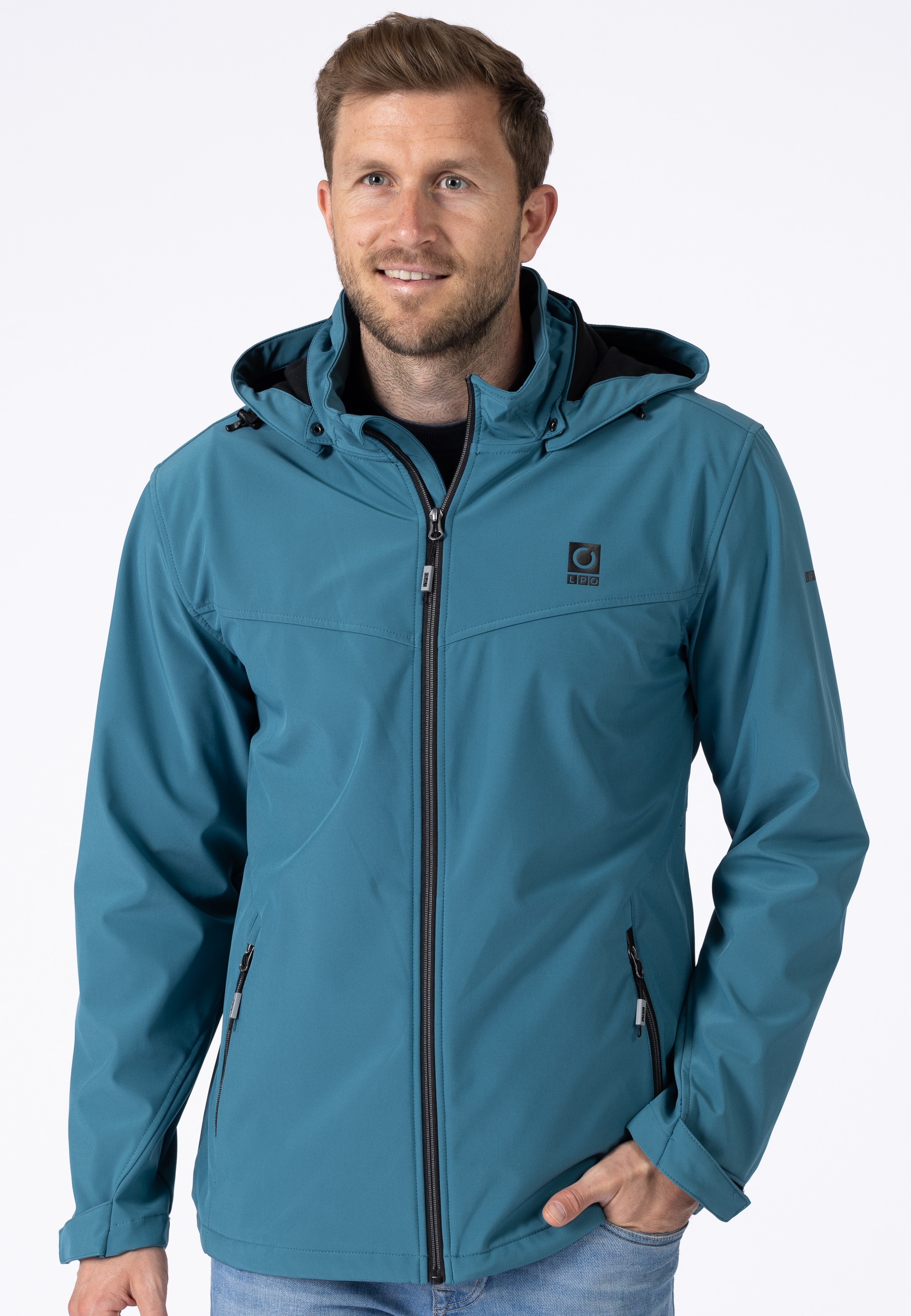 LPO Softshelljacke »Softshelljacke Melvin« mit Kapuze abnehmbare, verstellbare Kapuze